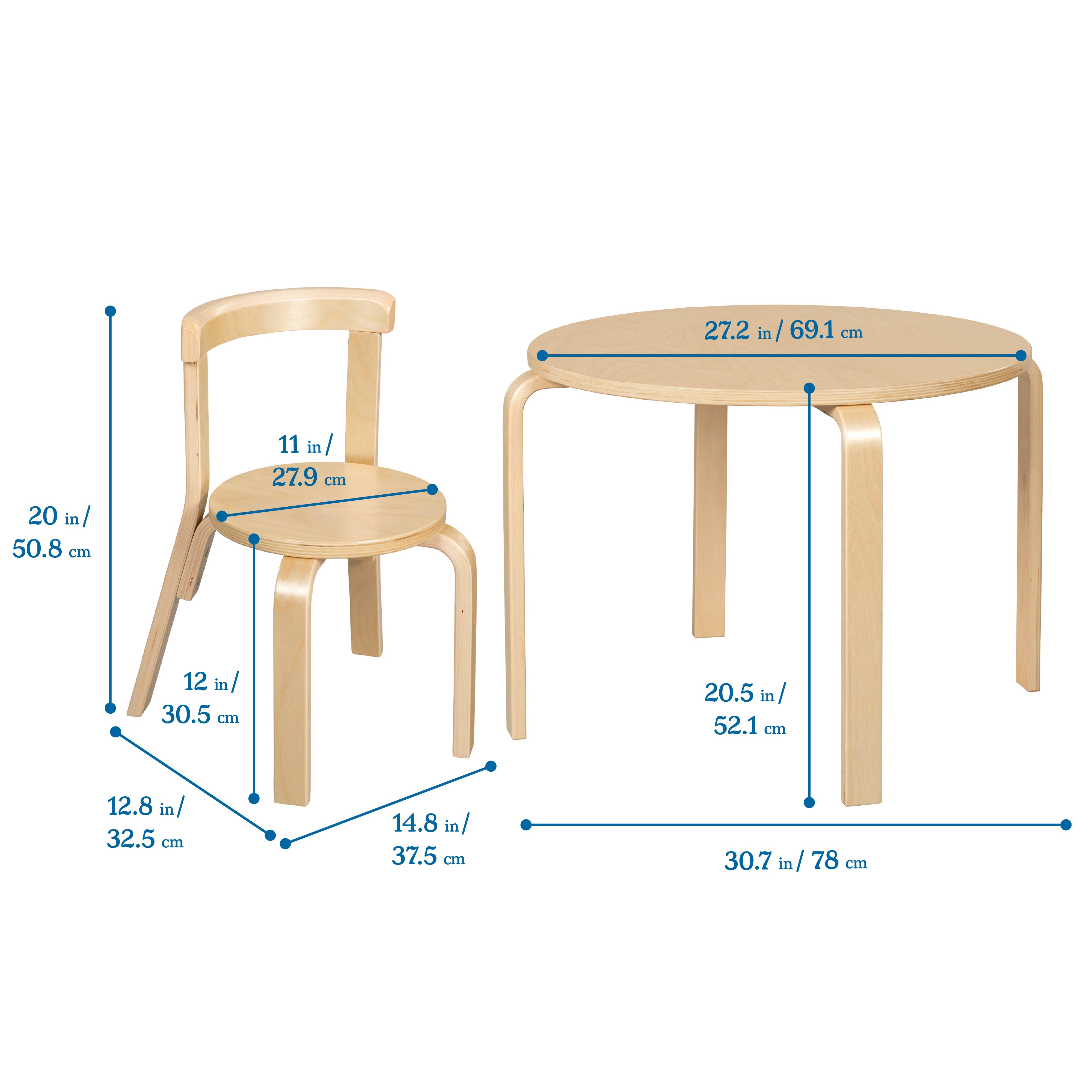 Bentwood Table and Curved Back Chair Set, 5-Piece