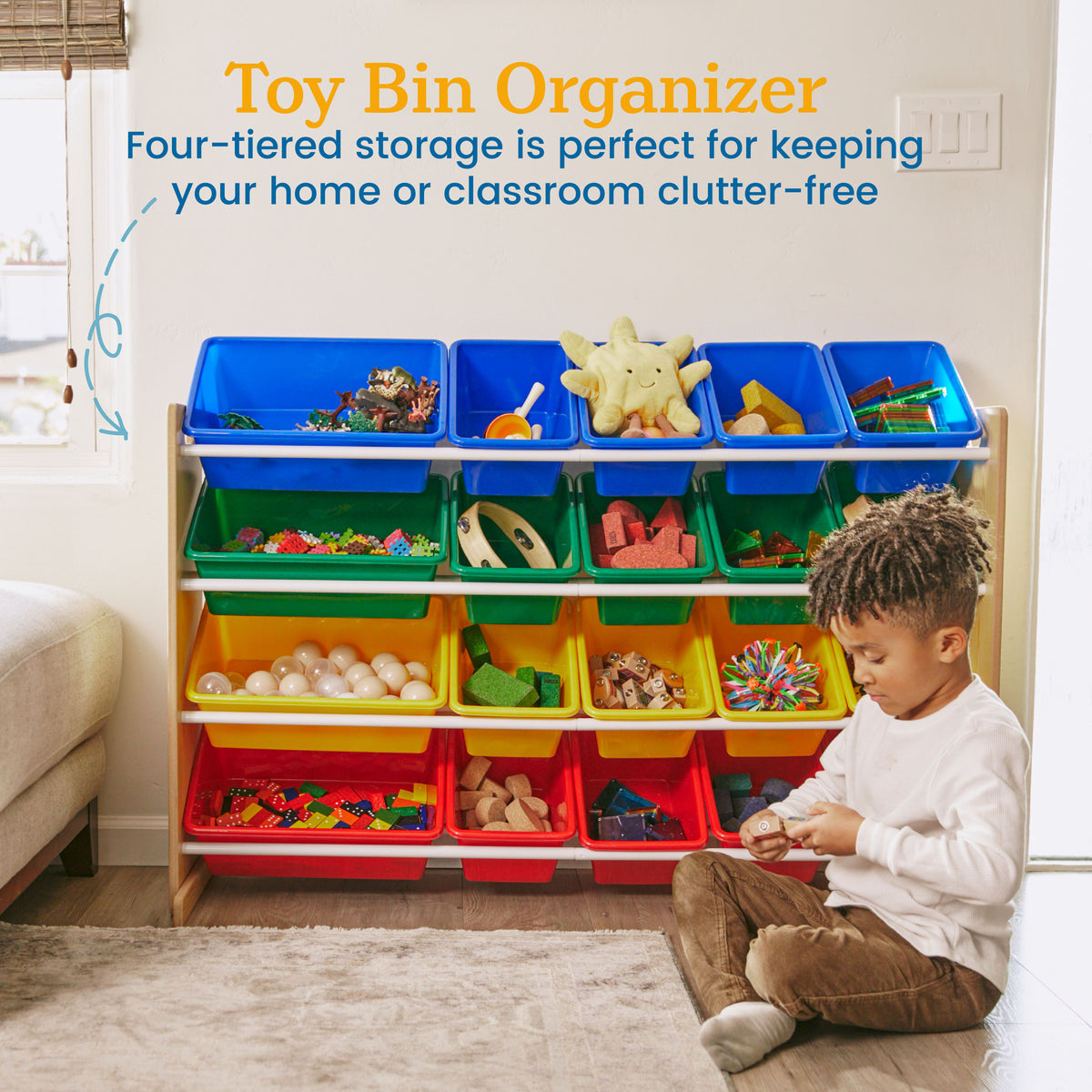 4-Tier Organizer with 20 Removable Plastic Bins, 4x5