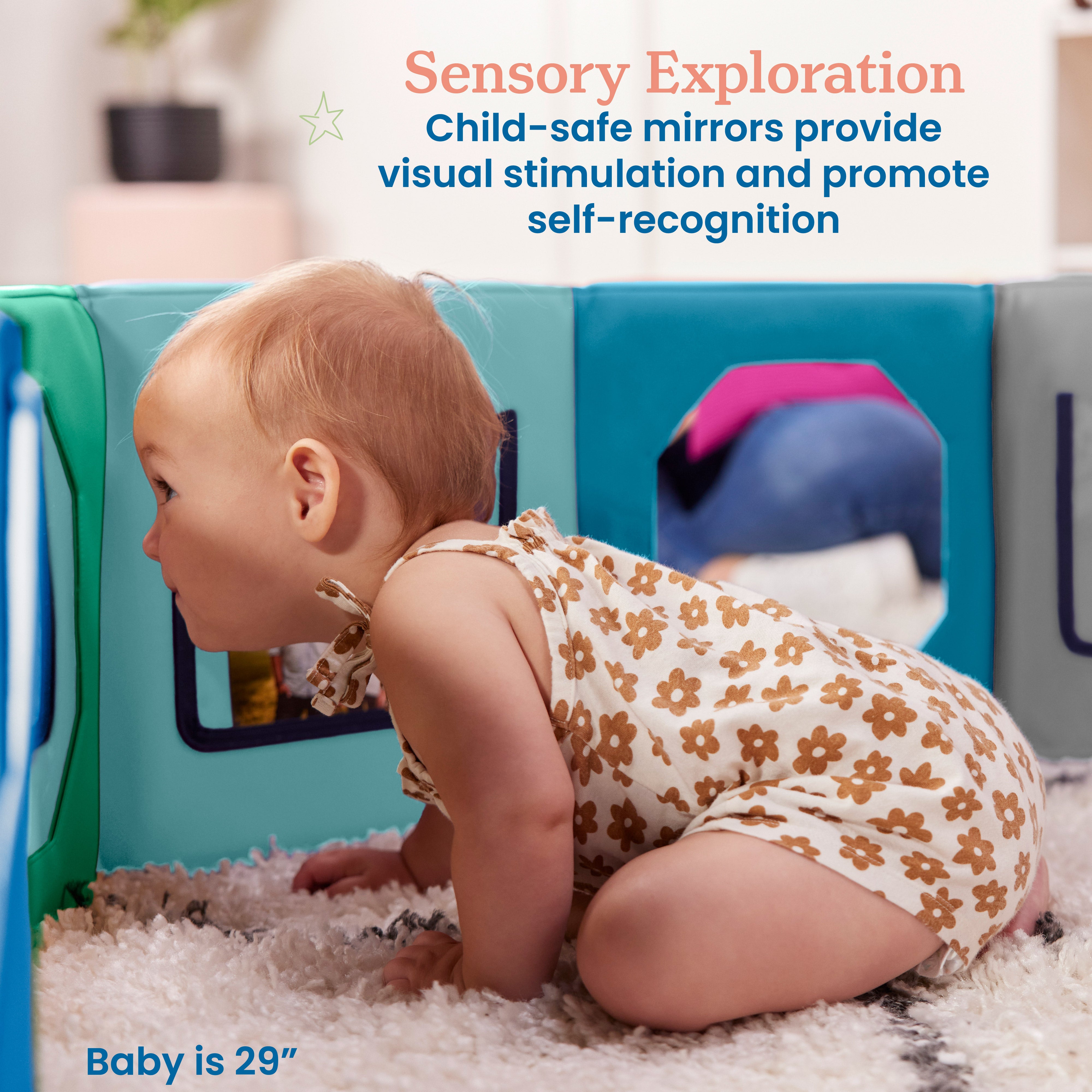 Infant Sensory Exploration Package with Coordination Mirror, Activity Center and Storage Cabinet