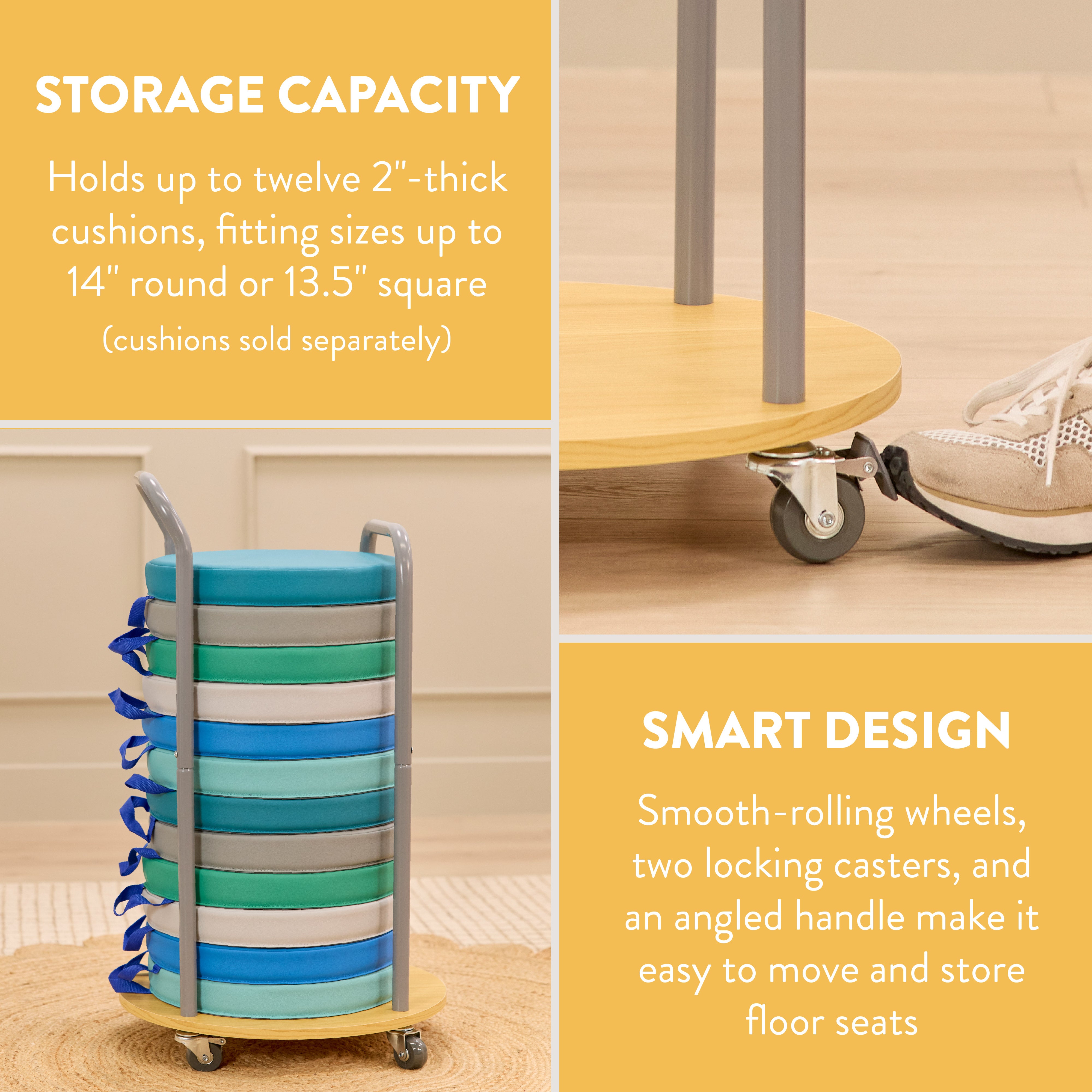 Rolling Cart for 12 Floor Cushions