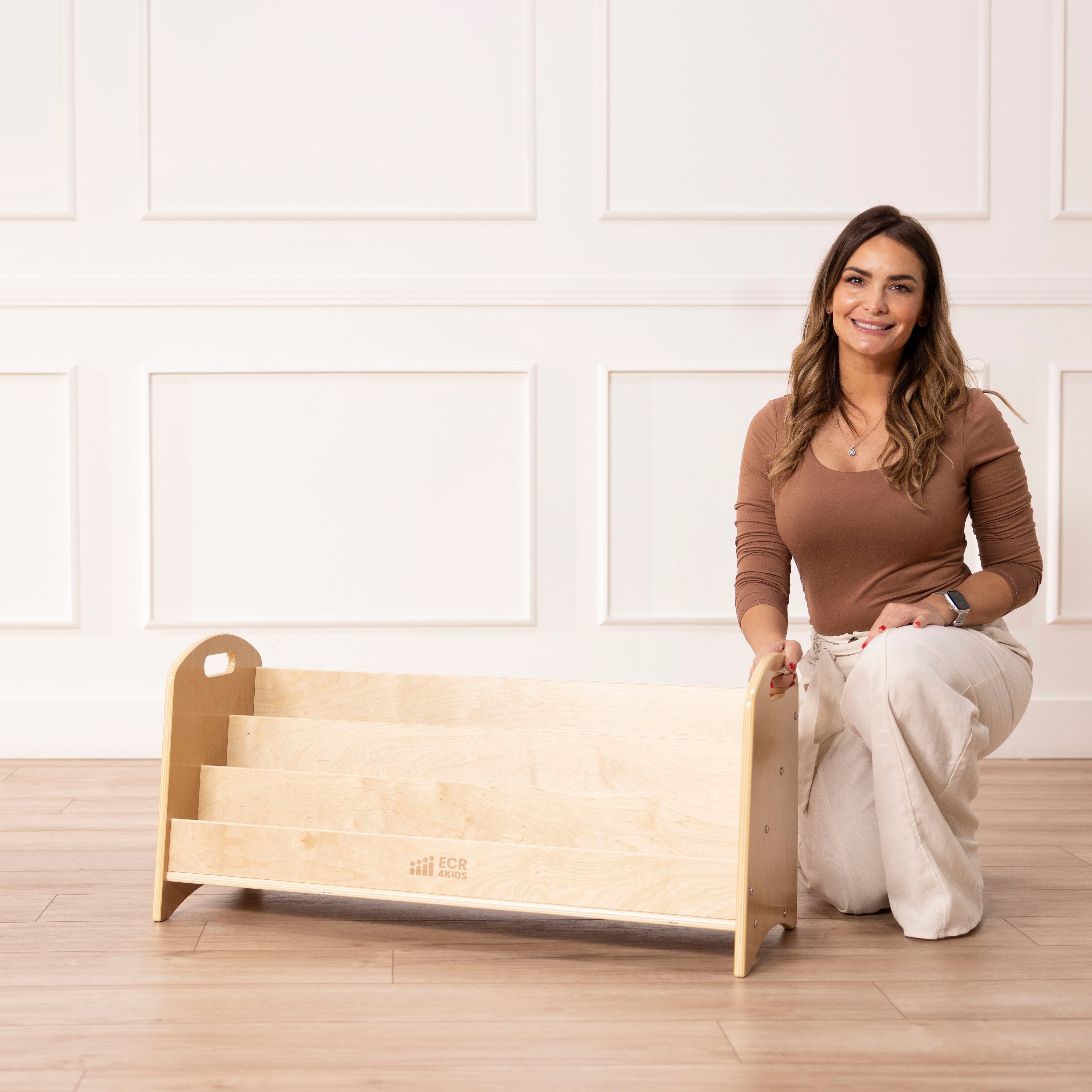 3-Shelf Floor Book Display with Handles