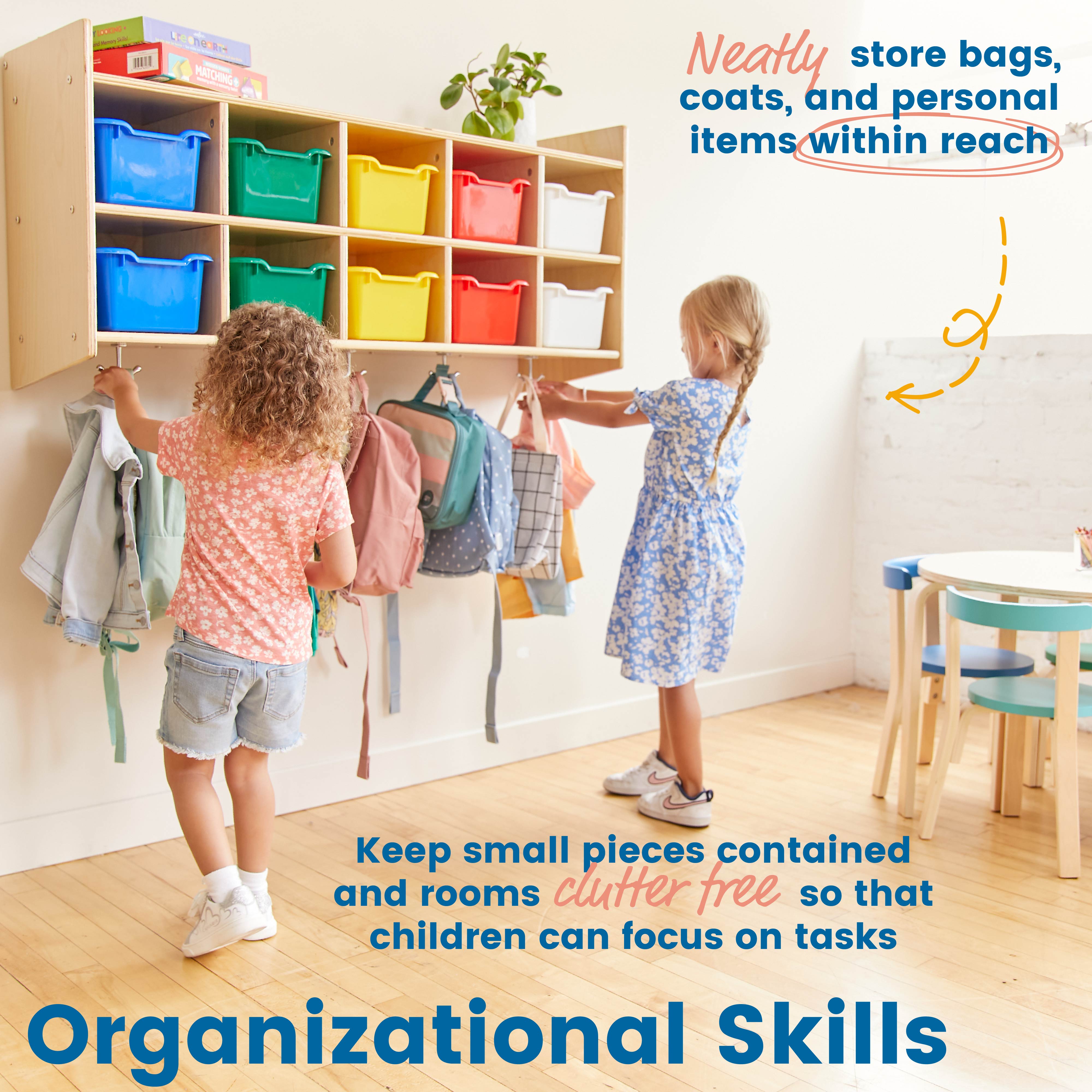 10-Section Hanging Coat Locker with Shelf and 10 Scoop Front Bins