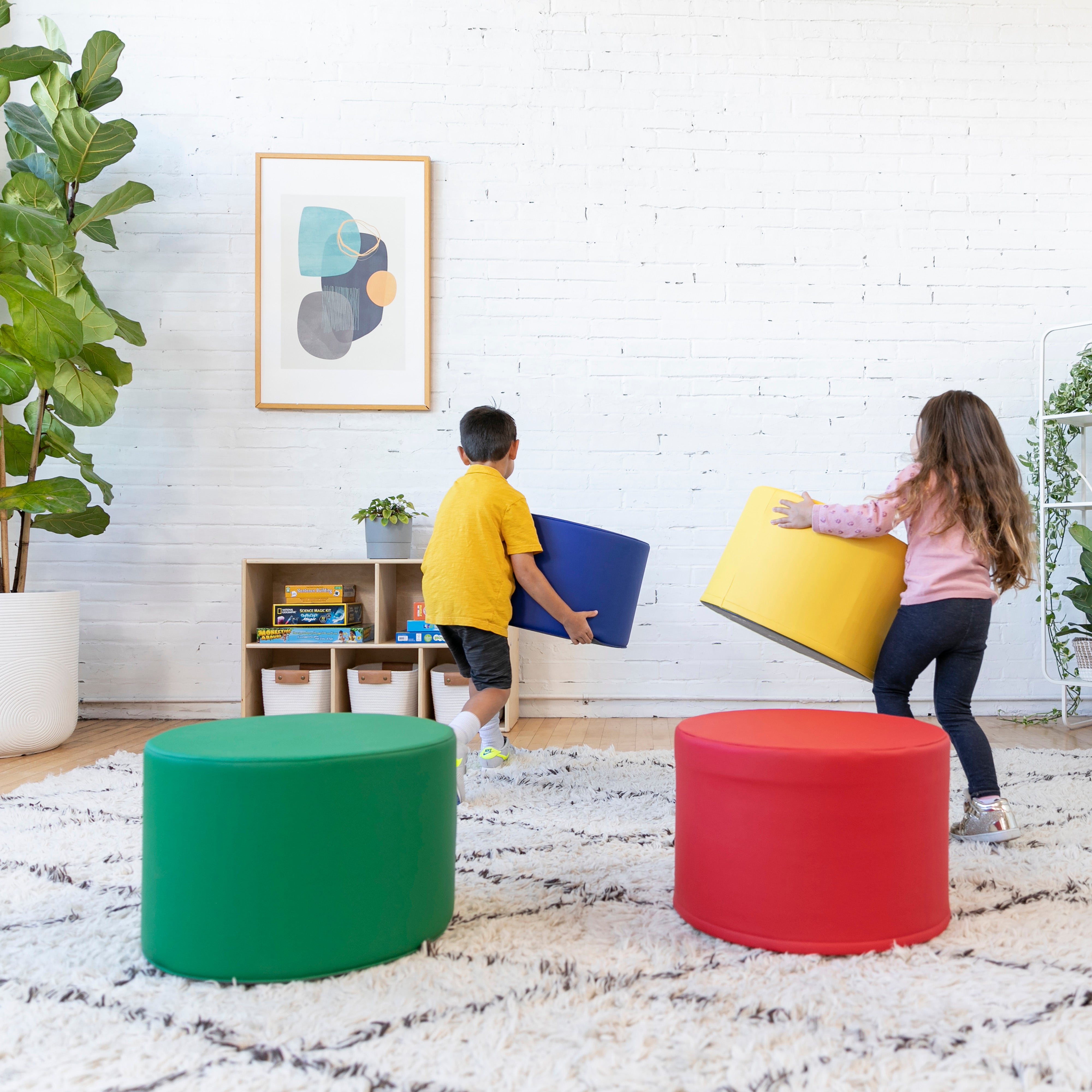 Foam Ottoman Set, Round, 4-Piece