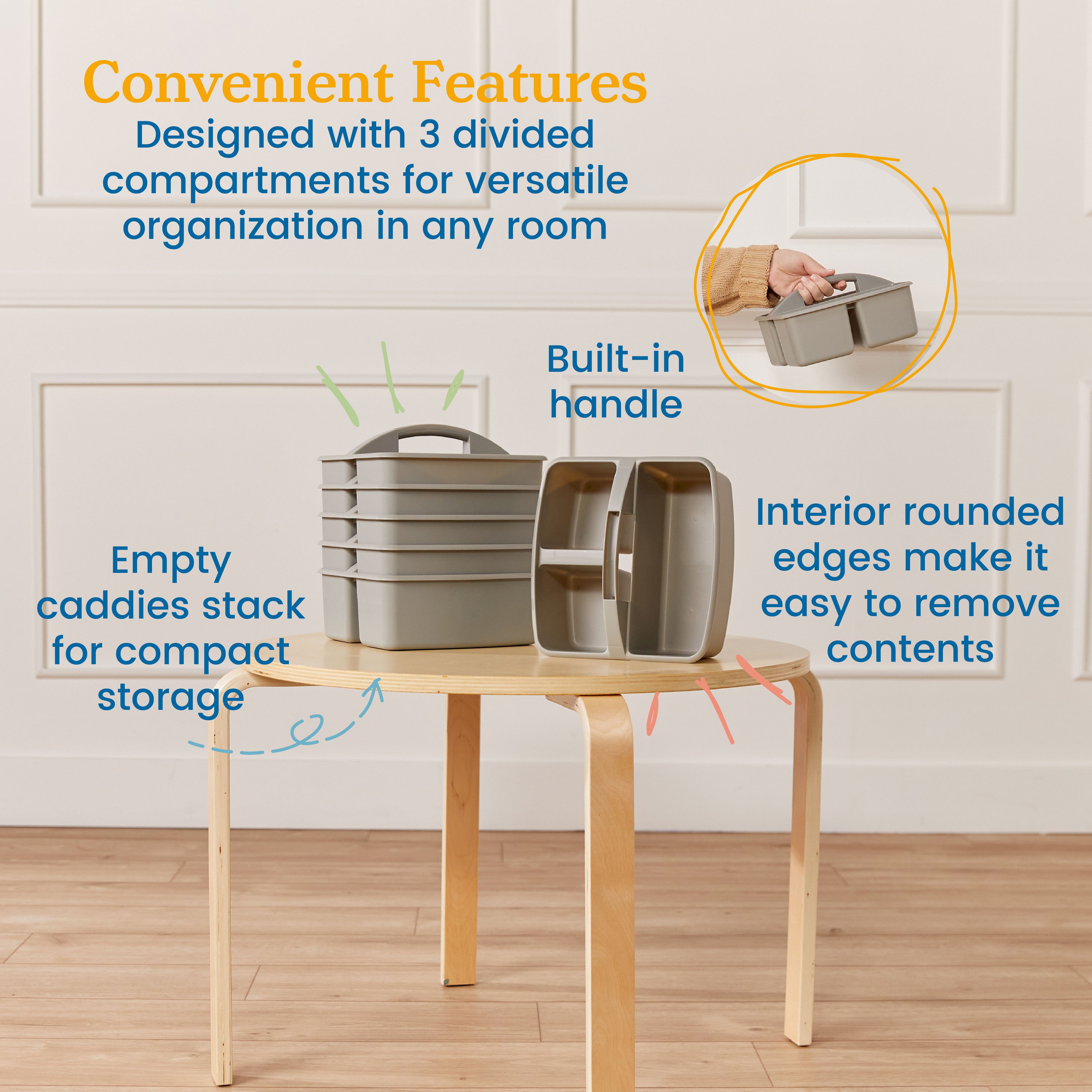 3-Compartment Storage Caddy, 6-Pack