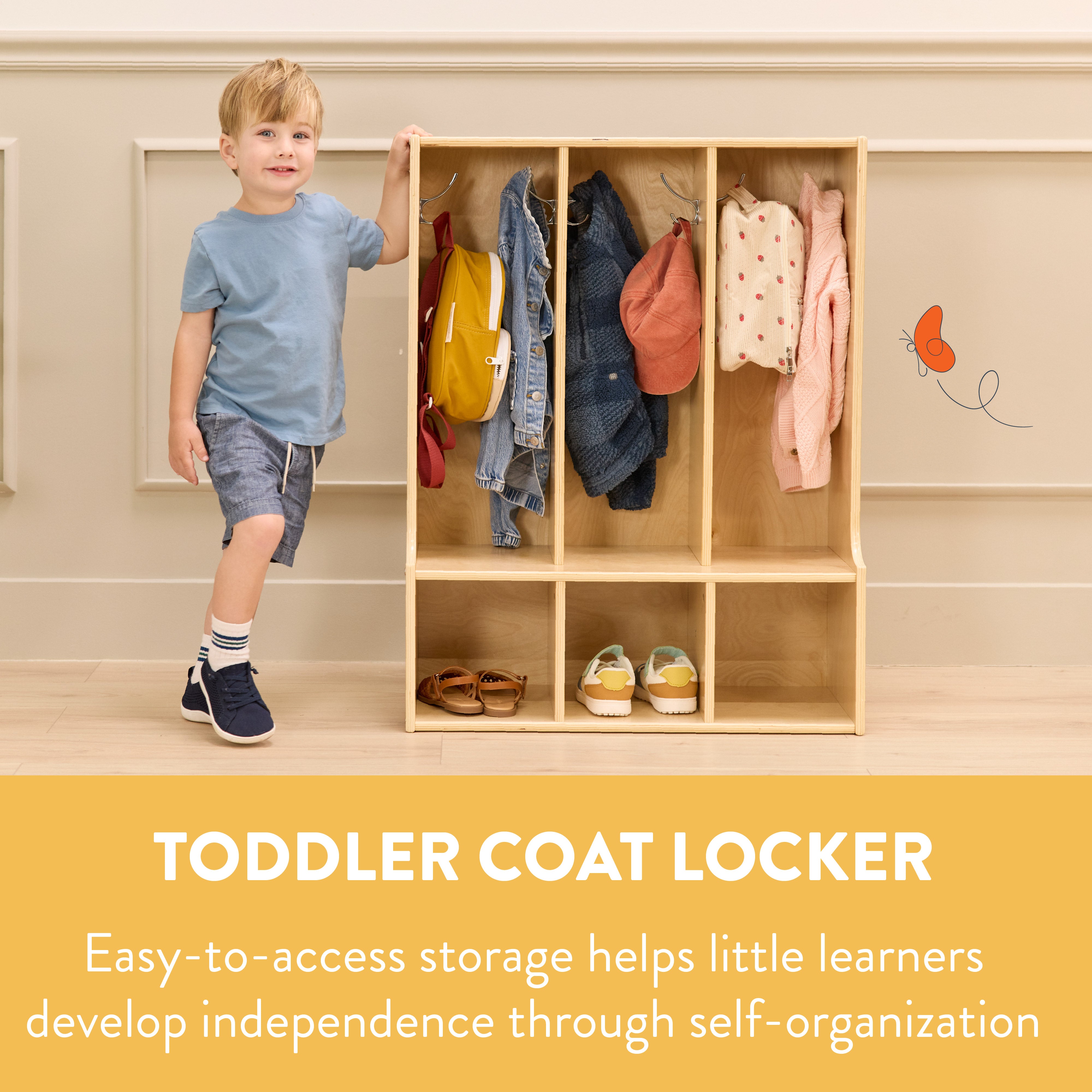 Sleekline 3-Section Toddler Coat Locker with Bench