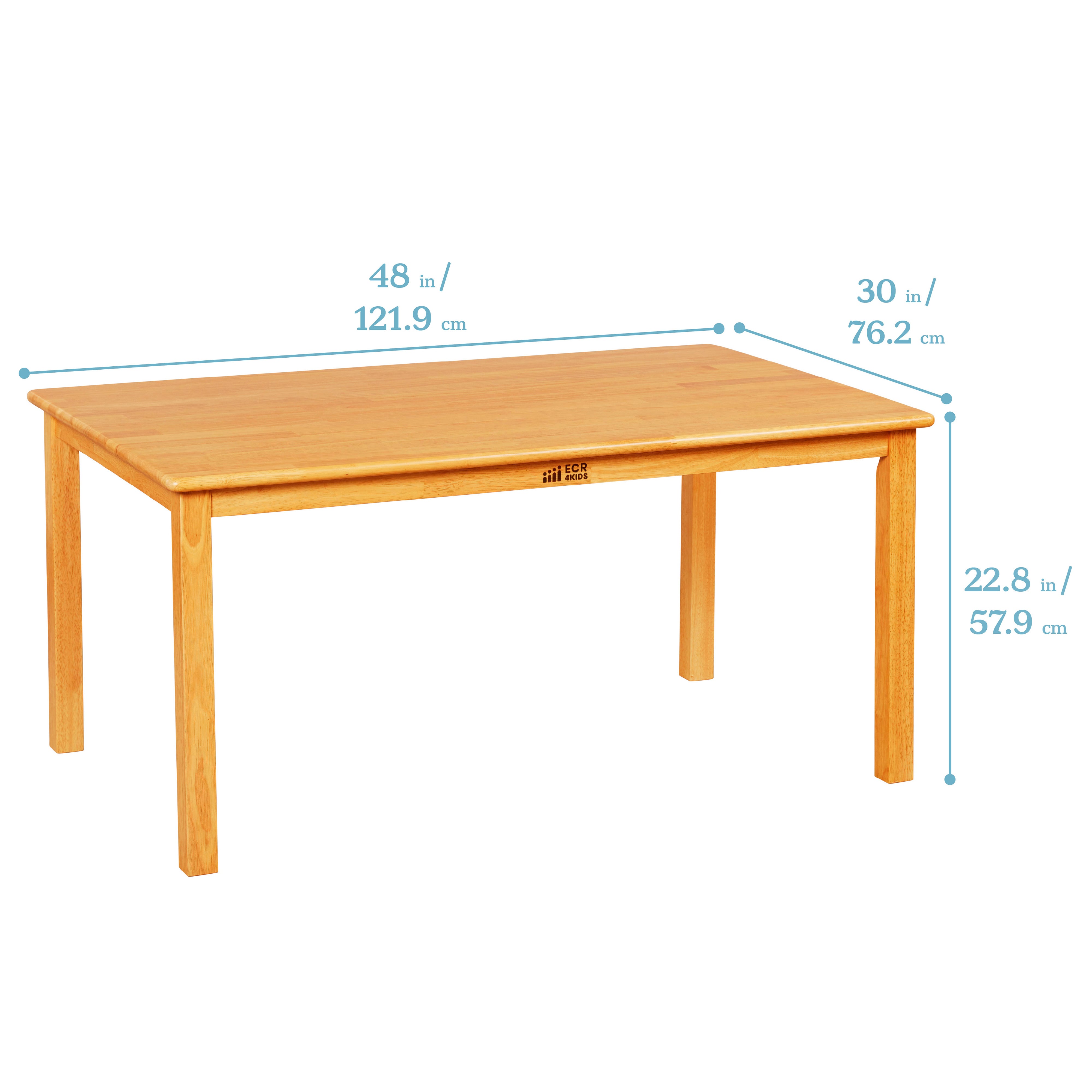 30in x 48in Rectangular Hardwood Table with 22in Legs