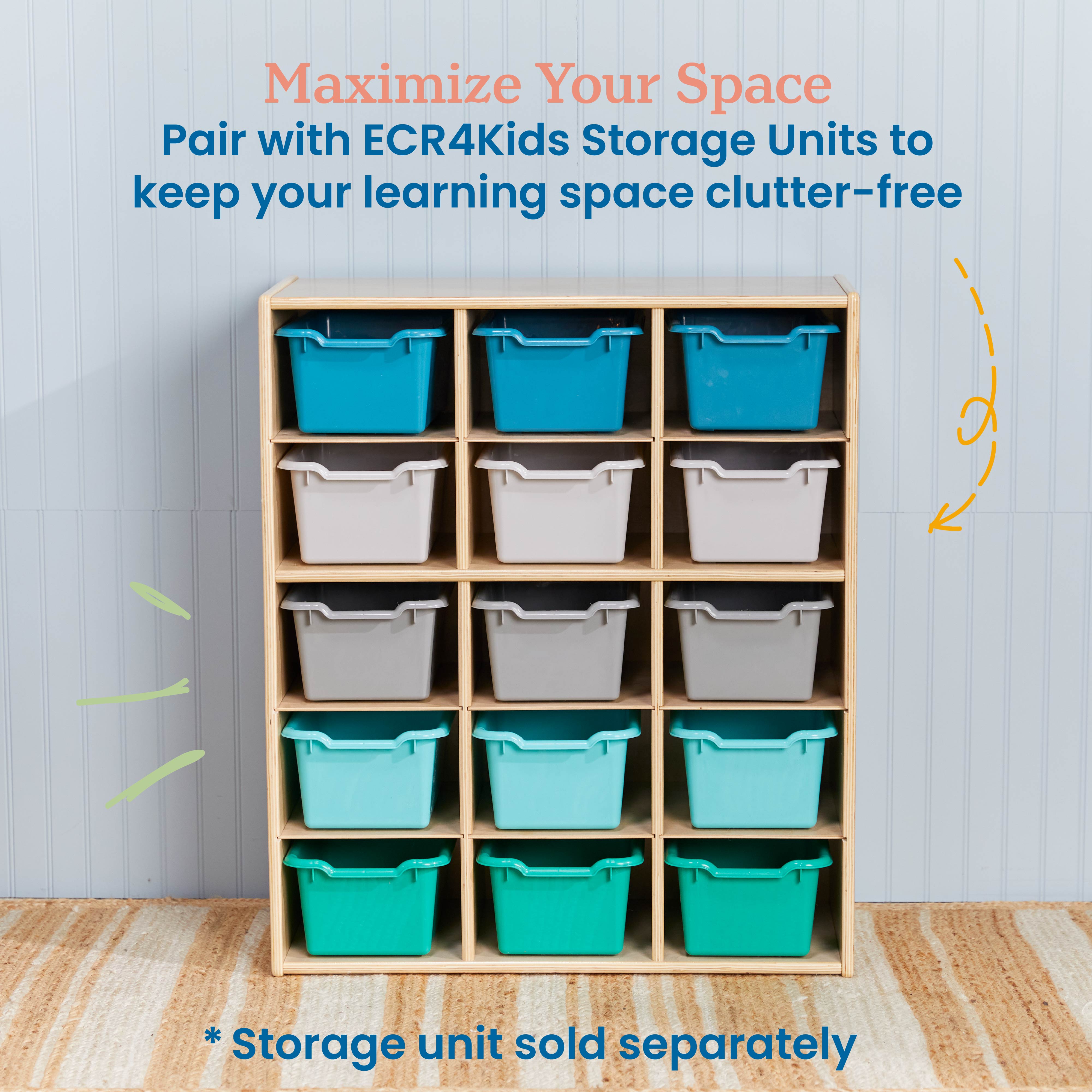 Scoop Front Plastic Storage Bins, 15-Piece