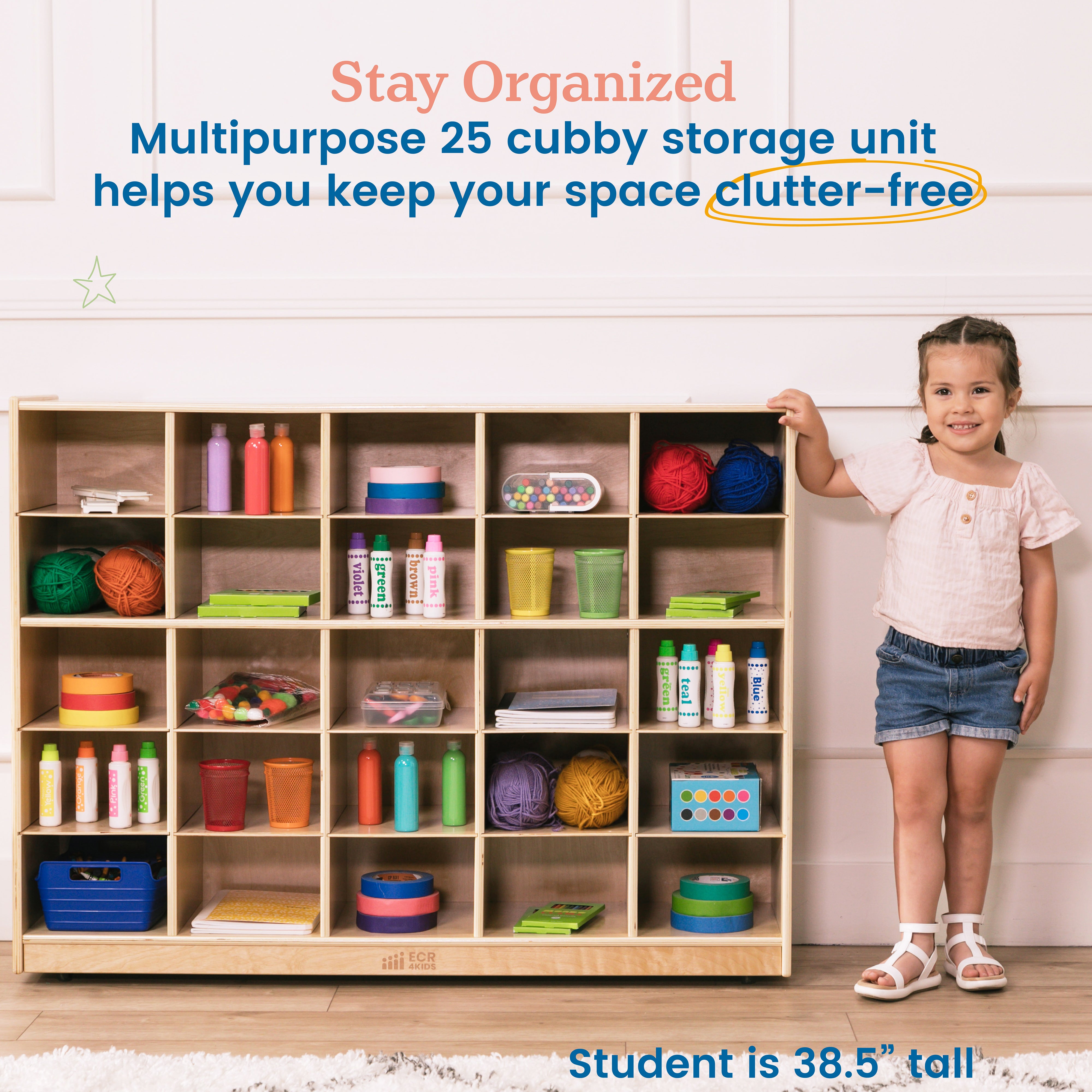 25 Cubby Mobile Tray Storage Cabinet, 5x5