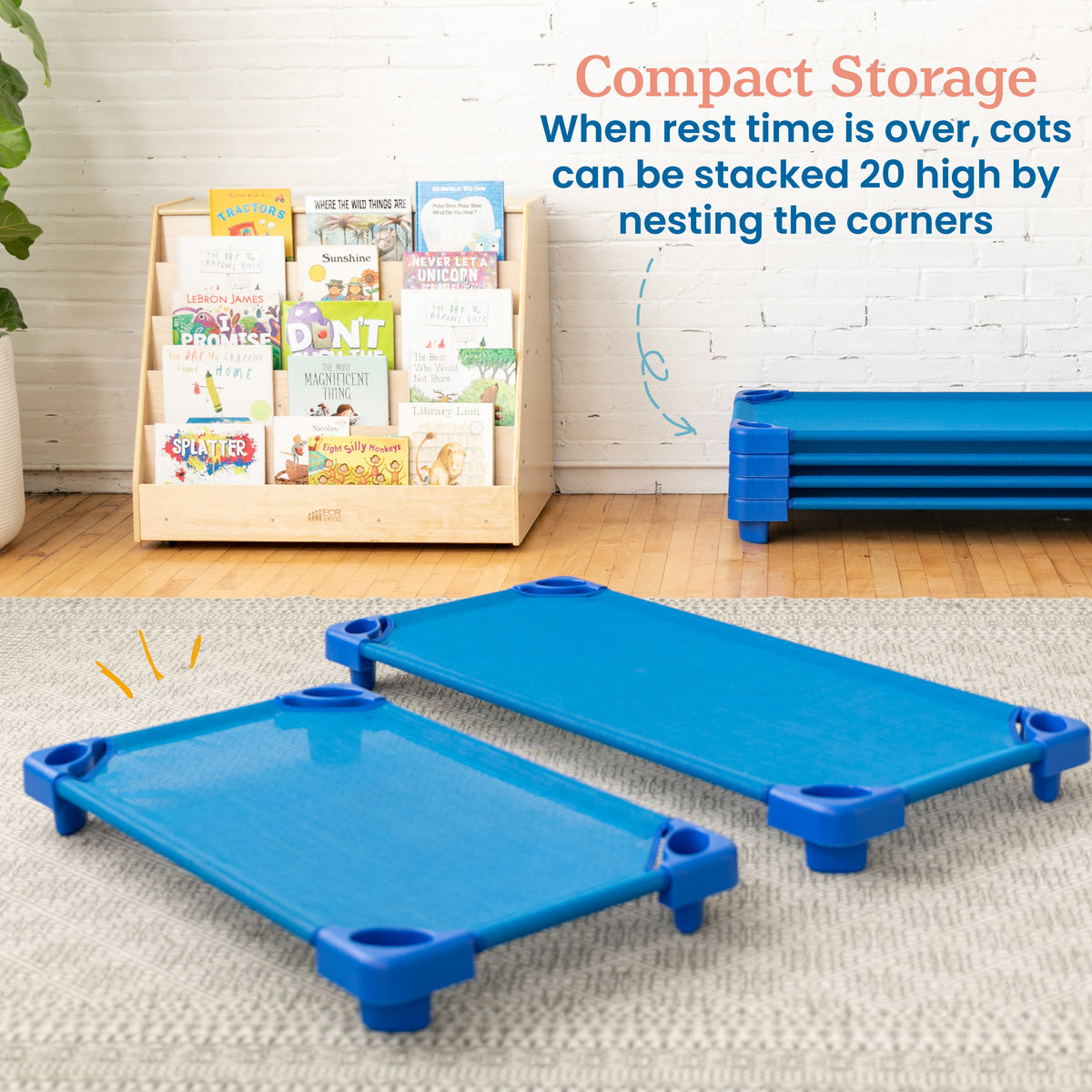 Stackable Kiddie Cots, Fully Assembled, Toddler Size, 40 x 23-Inch, 5-Pack