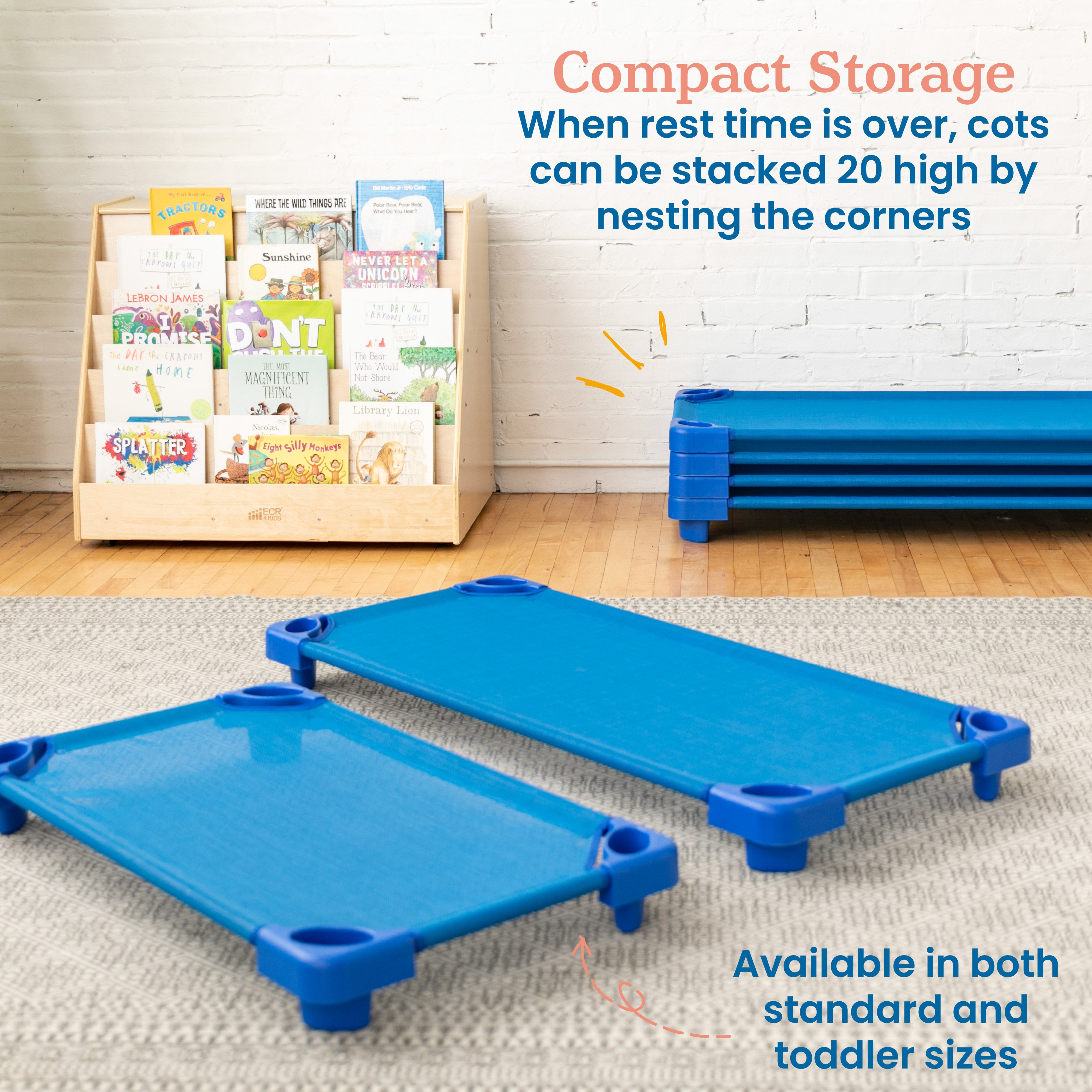 Stackable Kiddie Cot, Ready-to-Assemble, Standard Size, 6-Pack