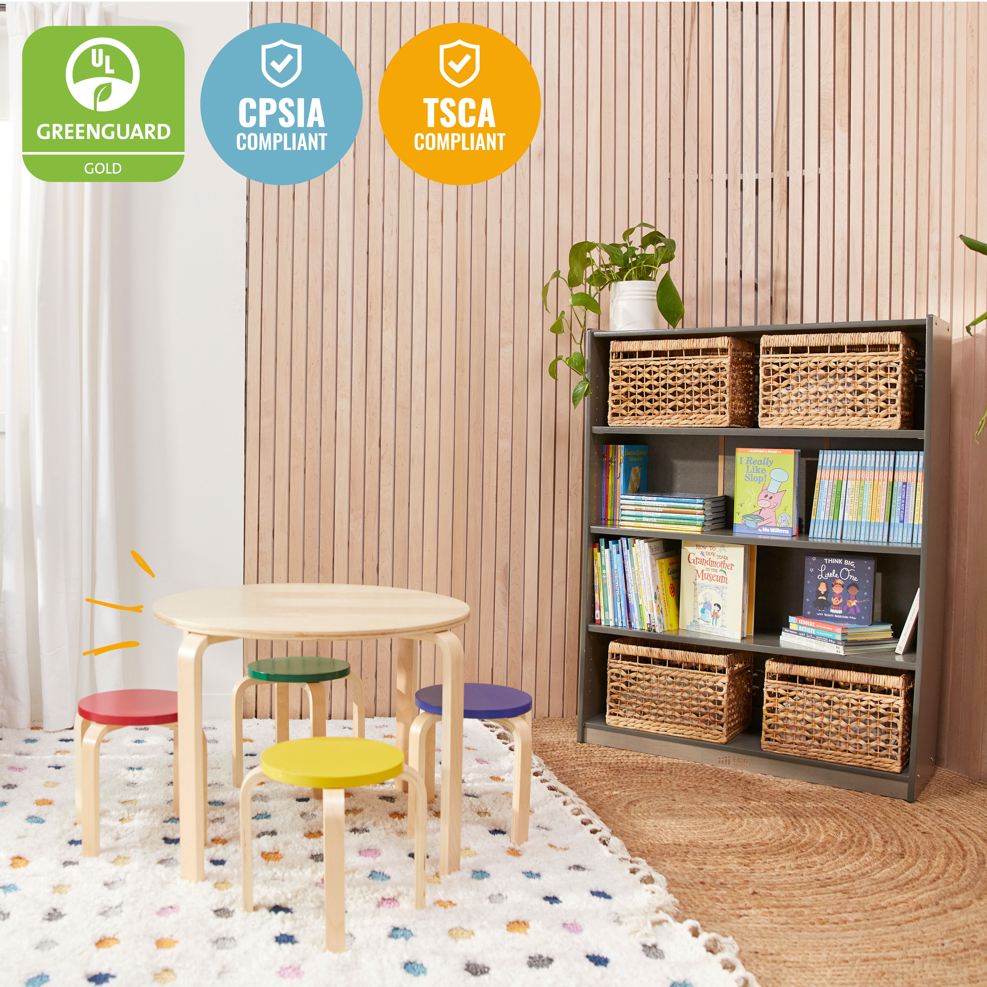 Bentwood Table and Stool Set, 5-Piece