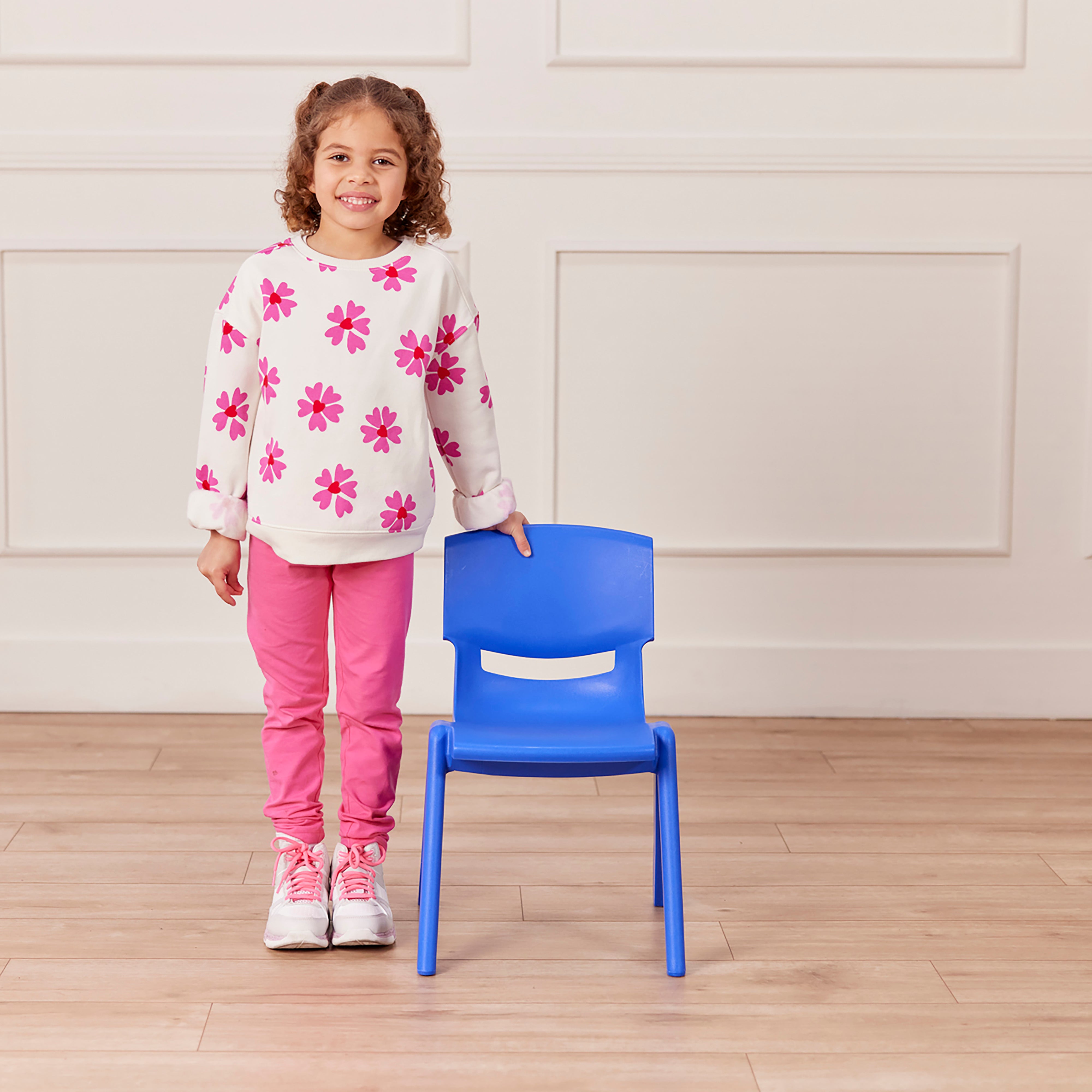Plastic School Stack Chair for Indoors and Outdoors, Flexible Seating, 12in Seat Height, 4-Pack