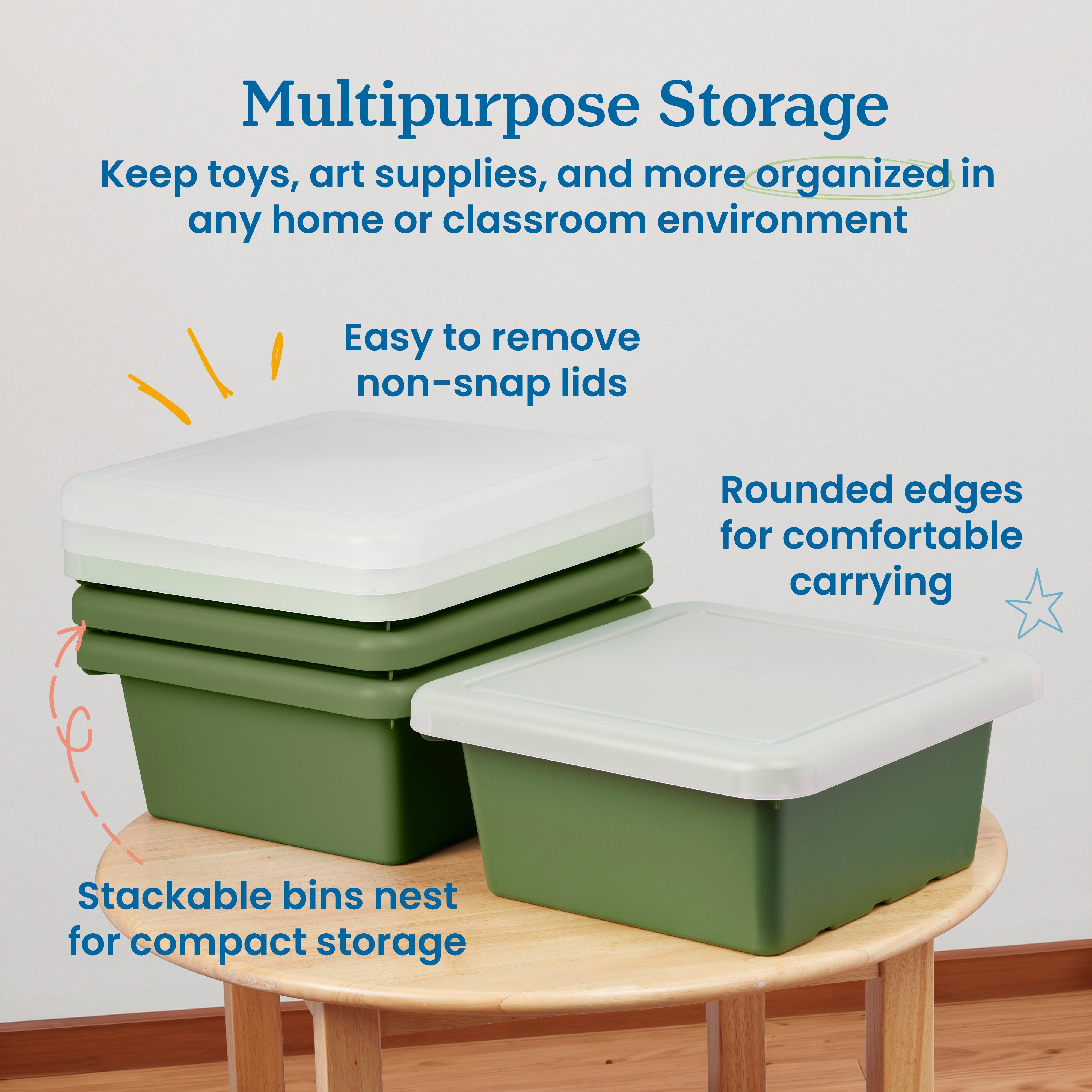 Square Bin with Lid, 4-Pack