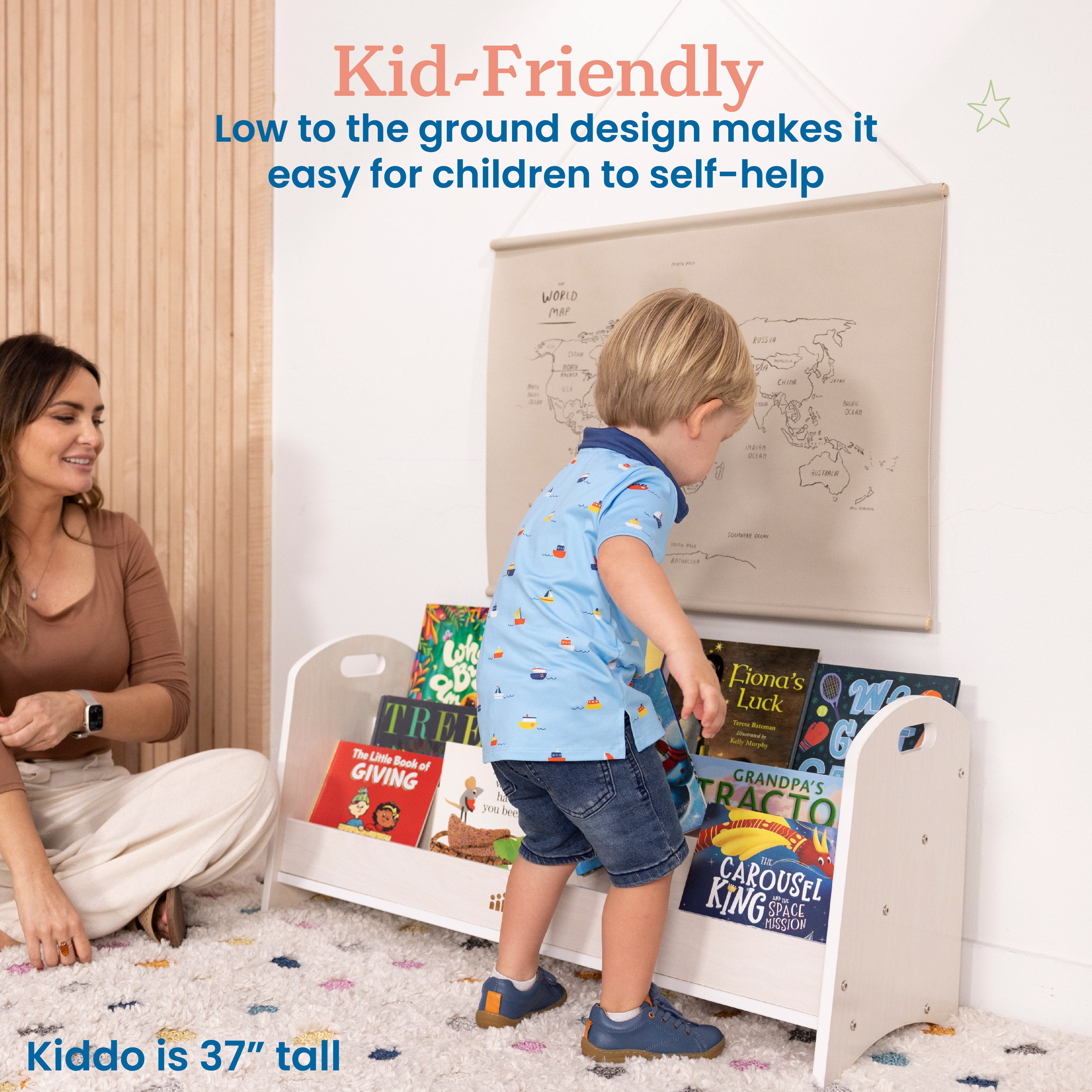 3-Shelf Floor Book Display with Handles