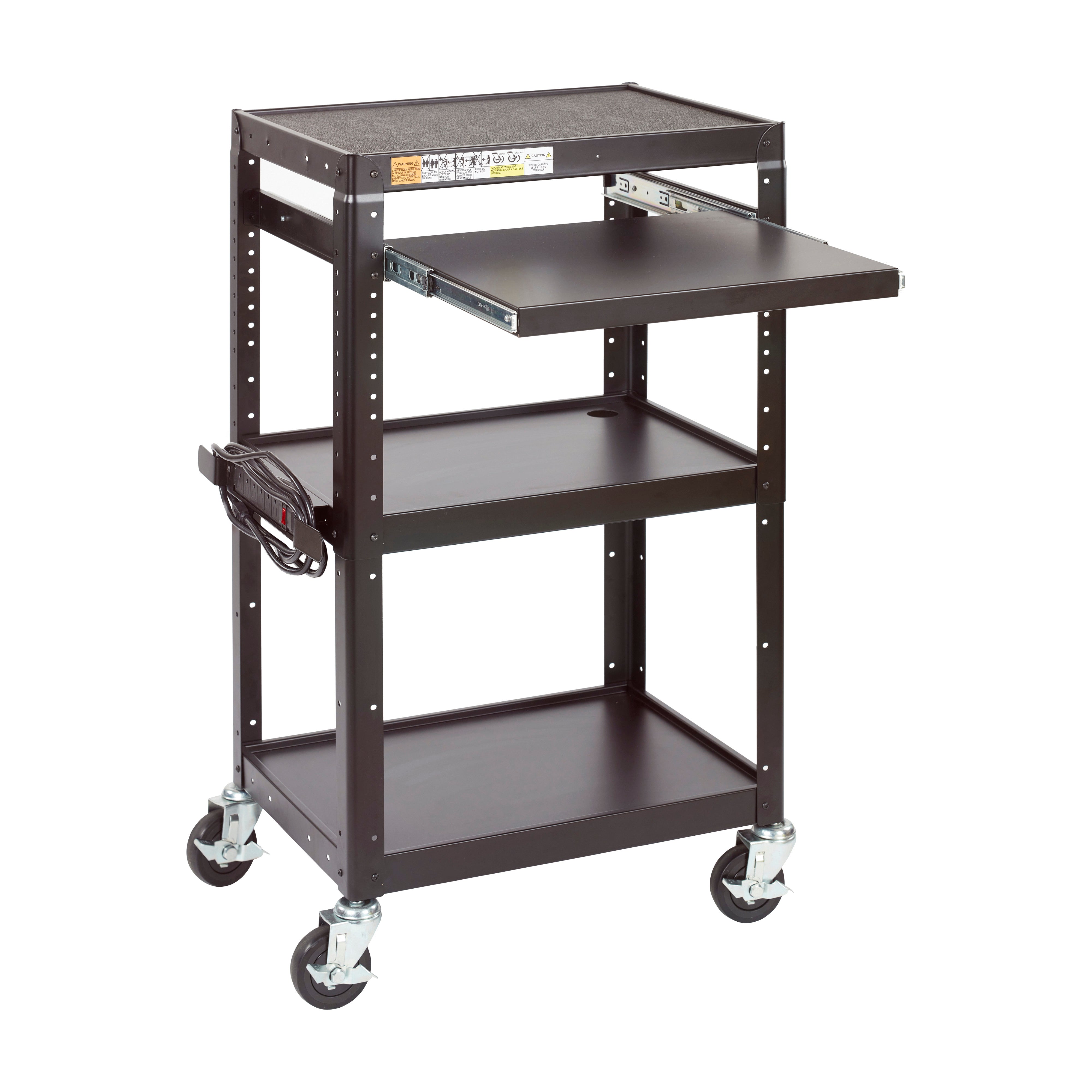AV Presentation Cart Stand, Rolling Storage, Black