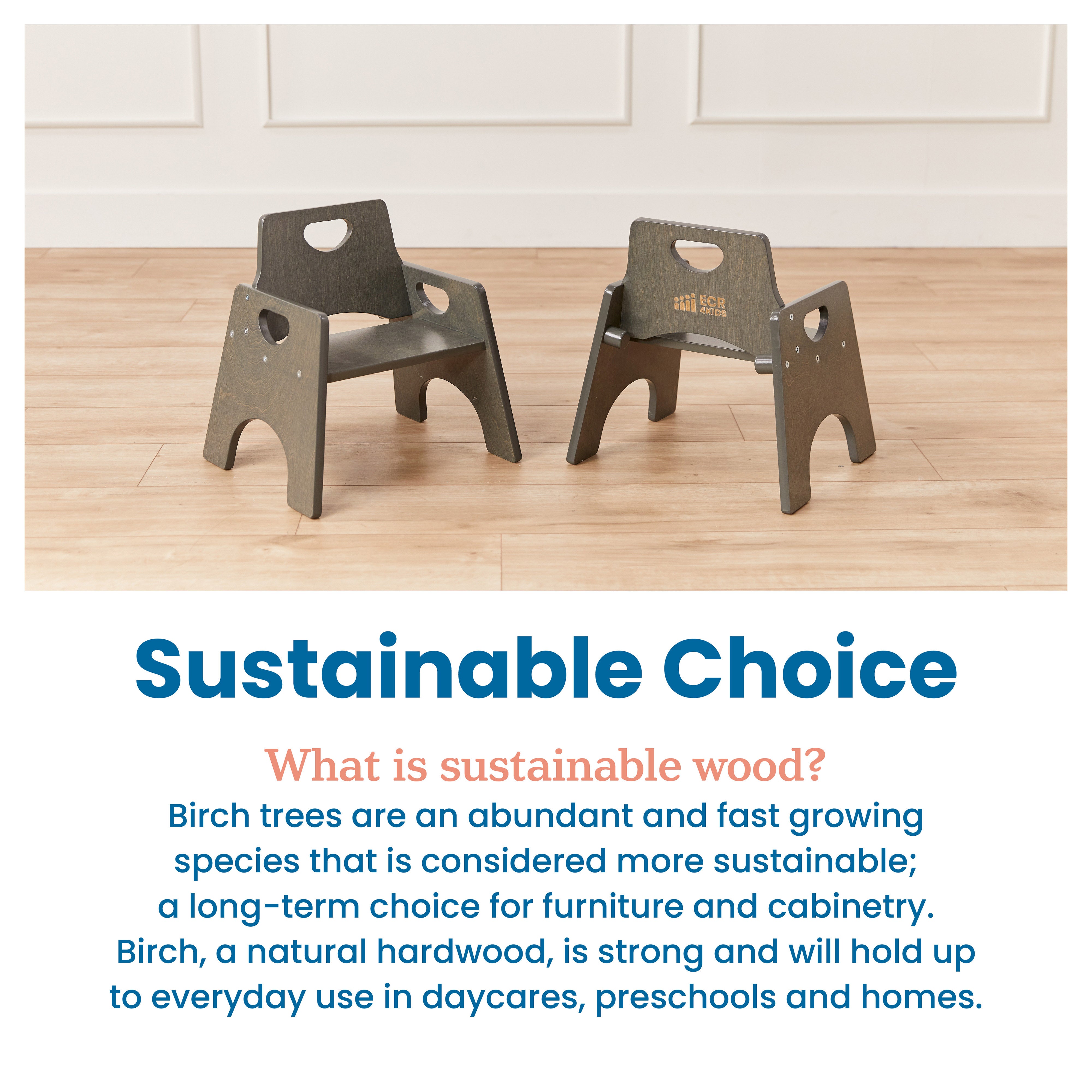 Stackable Wooden Toddler Chair, 8in, 2-Pack