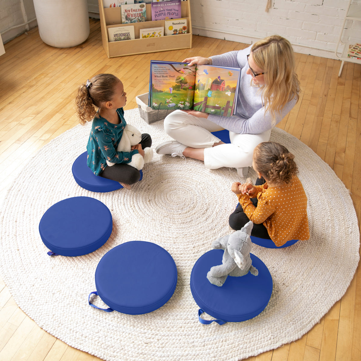 Round Floor Cushions with Handles, 6-Piece