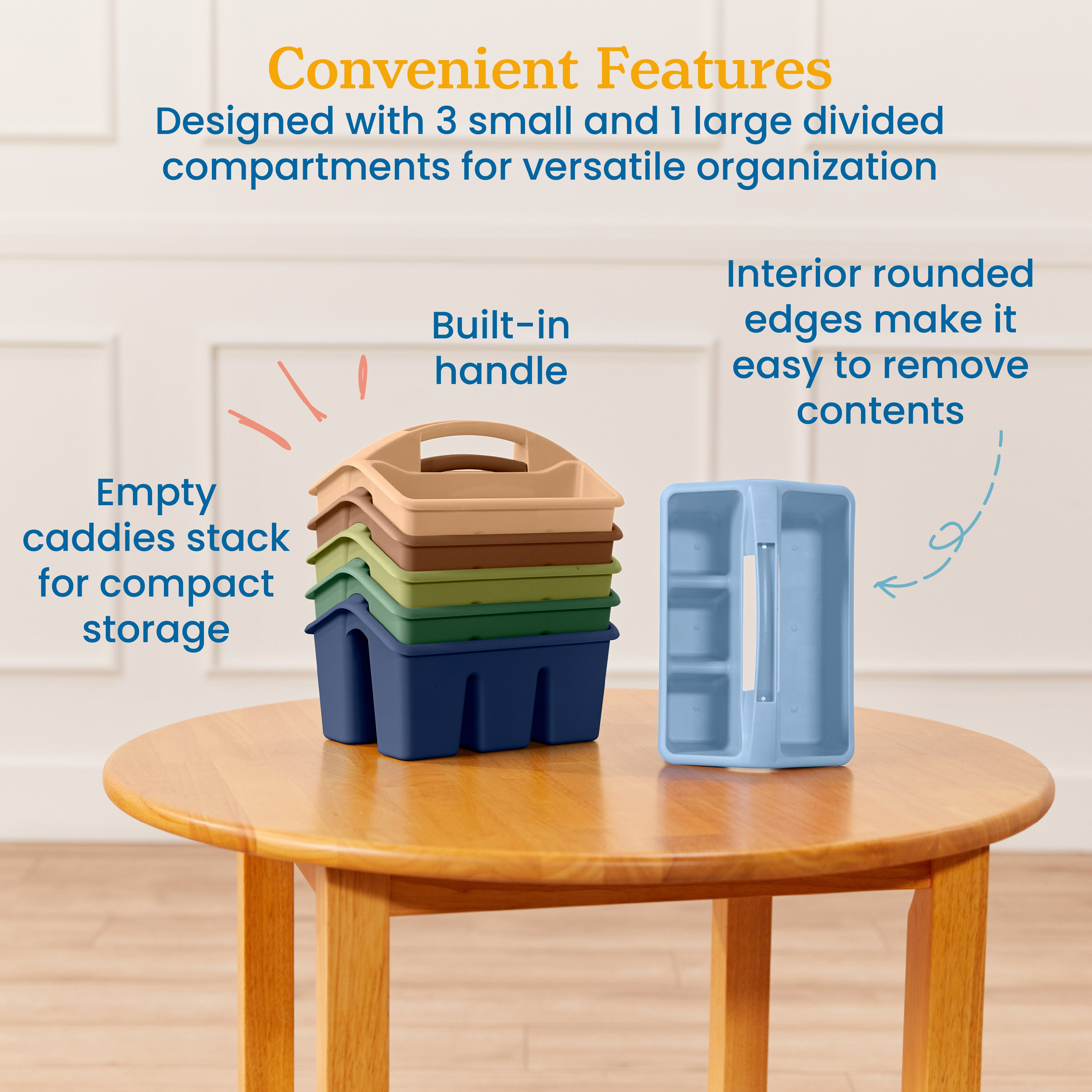 4-Compartment Small Plastic Caddy, 6-Pack