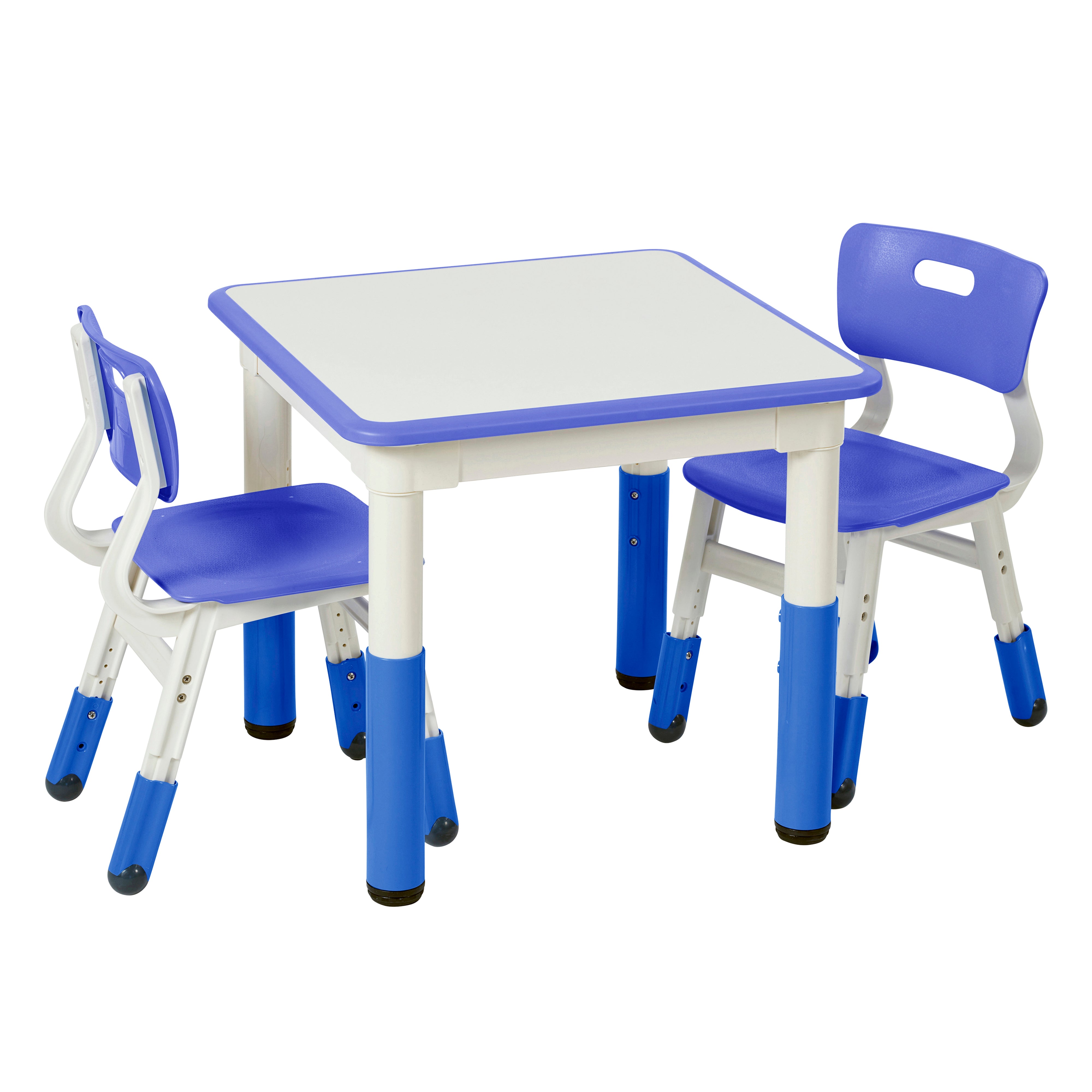 Dry-Erase Square Activity Table with 2 Chairs, Adjustable, 3-Piece