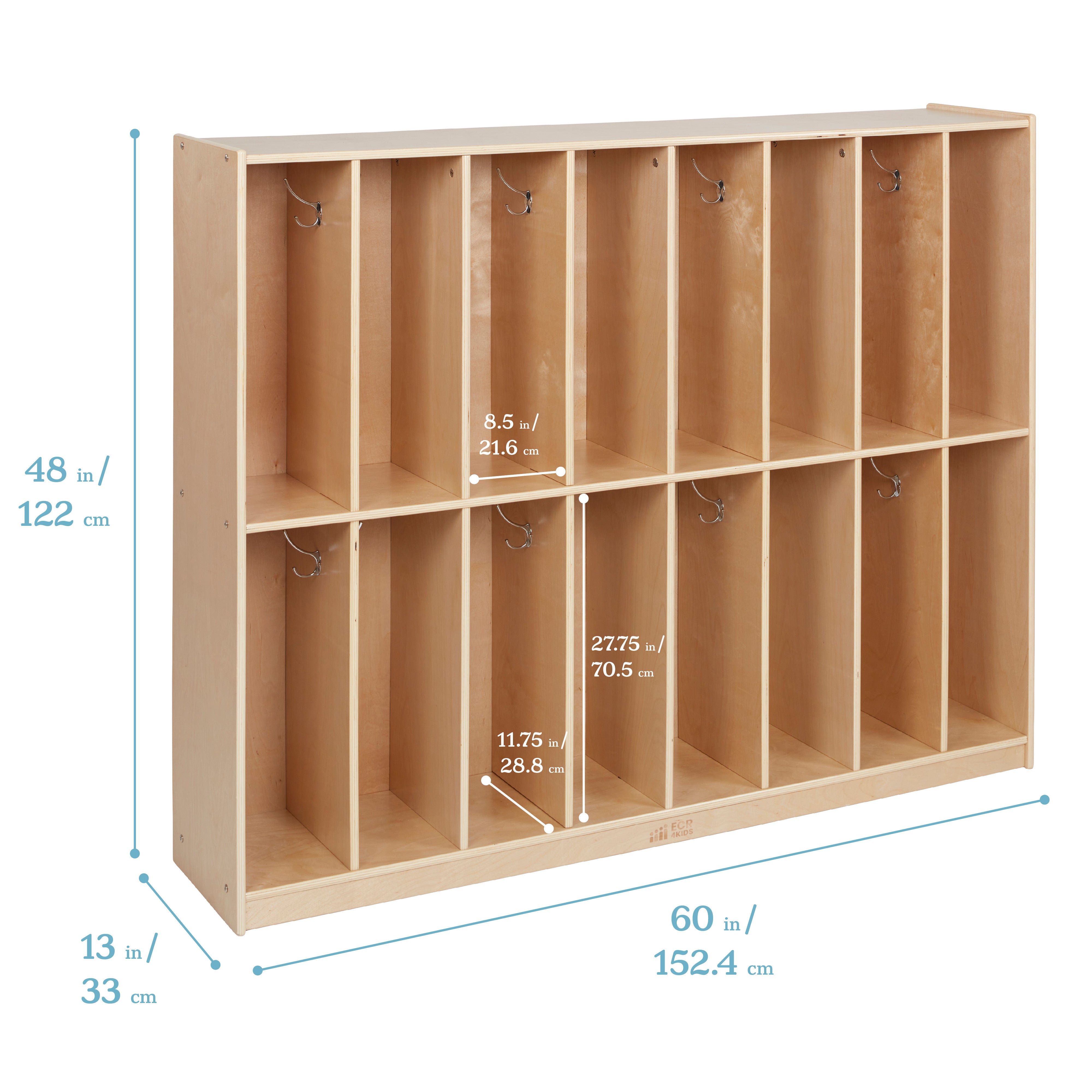 16-Section Slim-Fit Classroom Storage Coat Locker