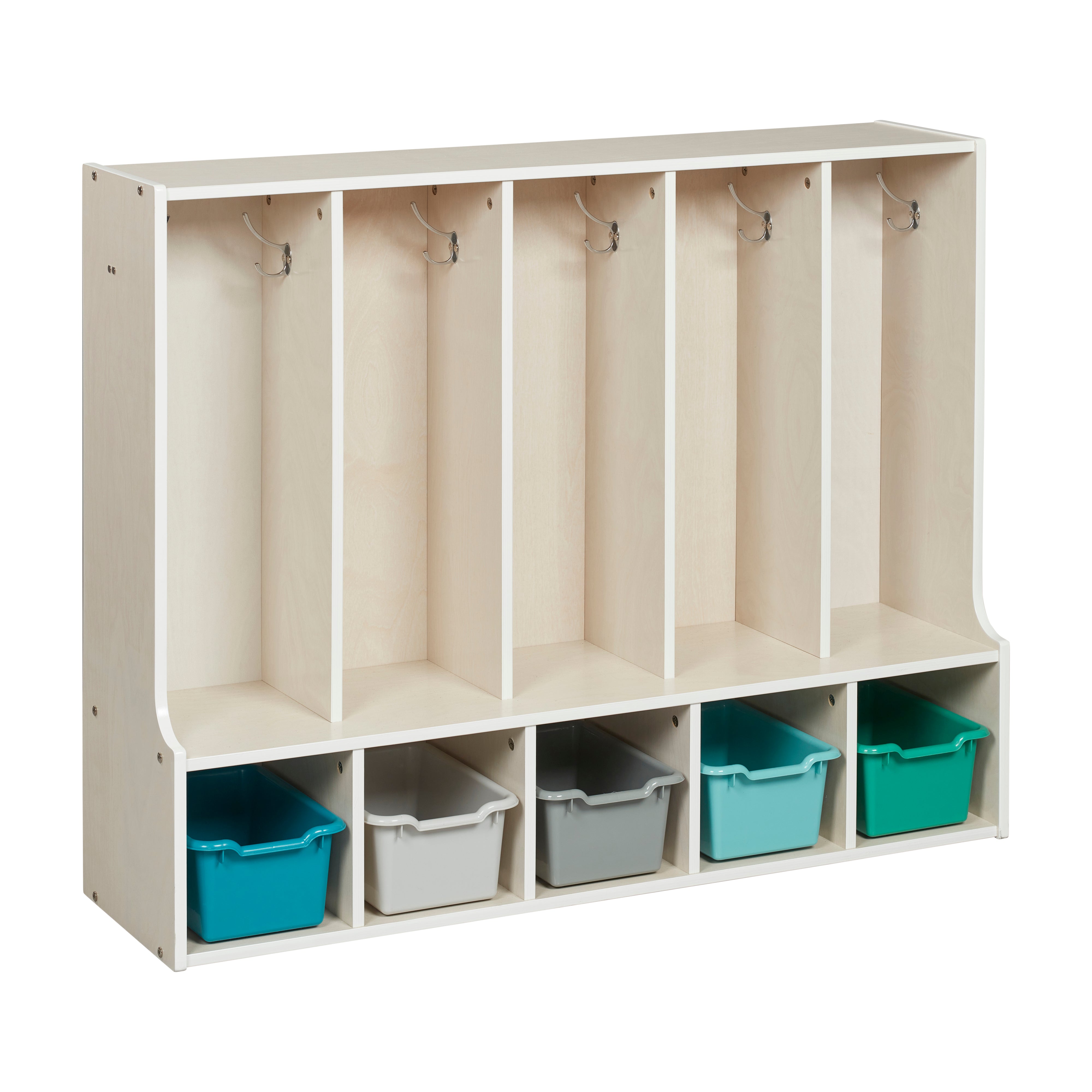 Streamline 5-Section Toddler Coat Locker with Bench and Bins