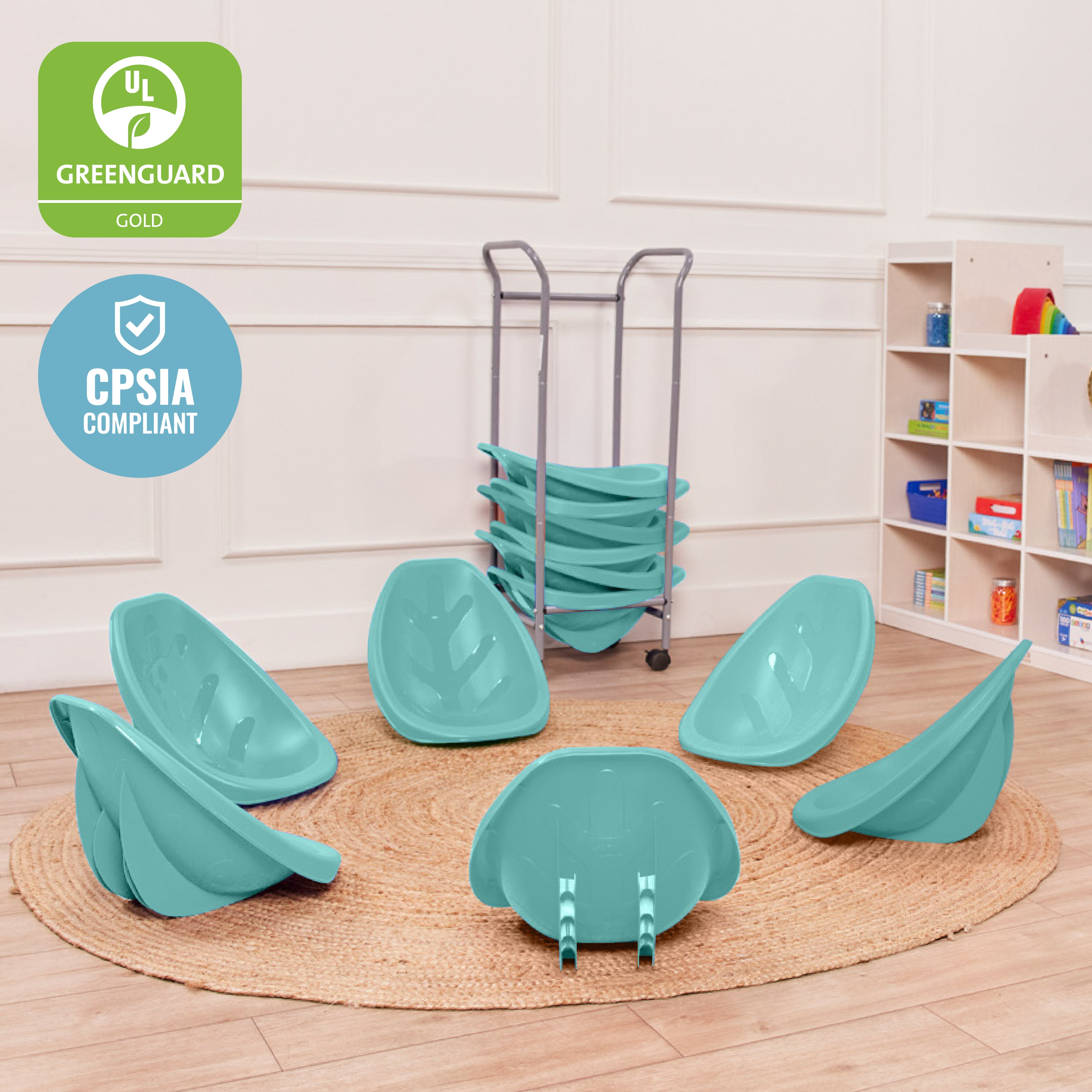 Mobile Leaf Seat Cart with 12 Leaf Floor Seats, Flexible Seating