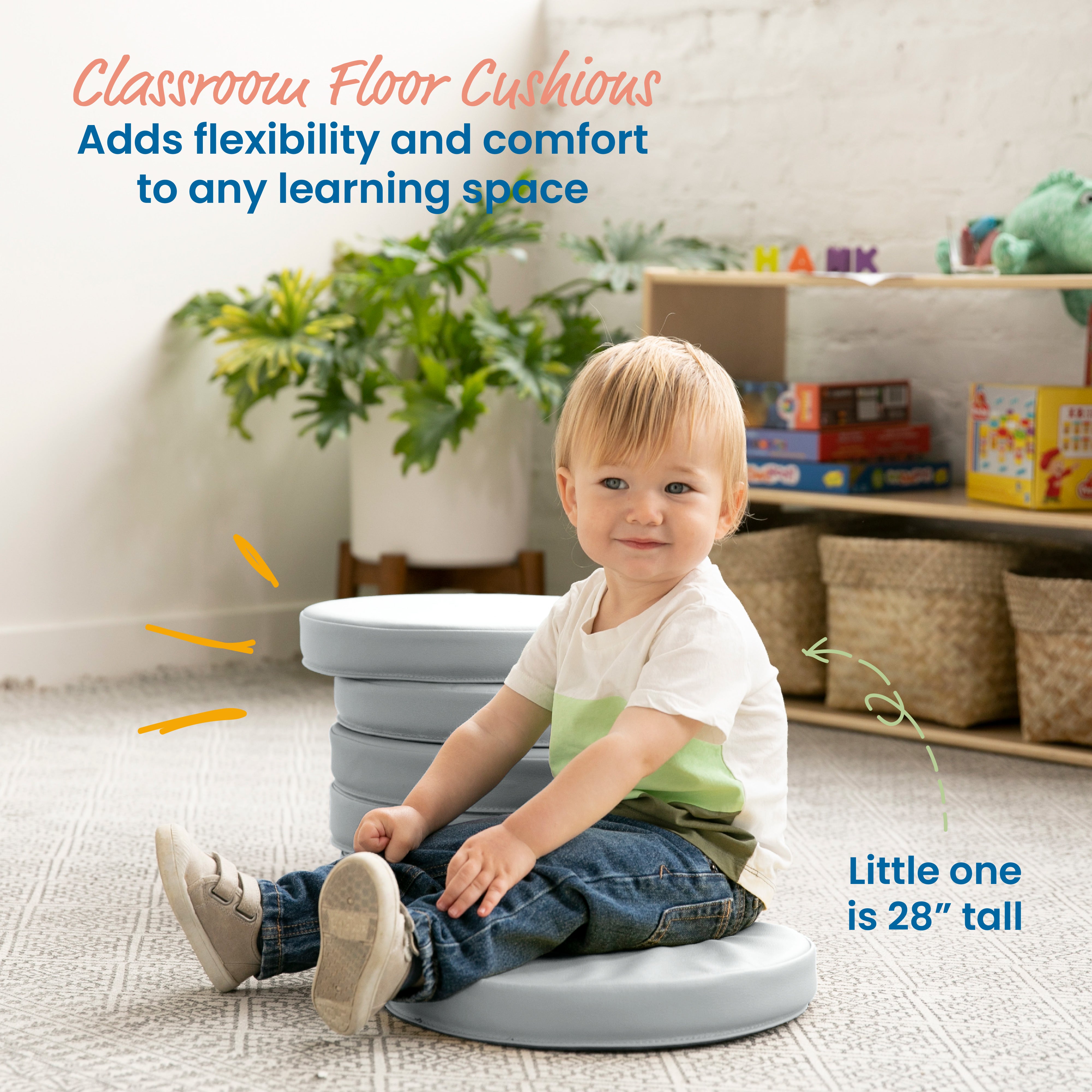 Floor Cushions, Round, 6-Piece