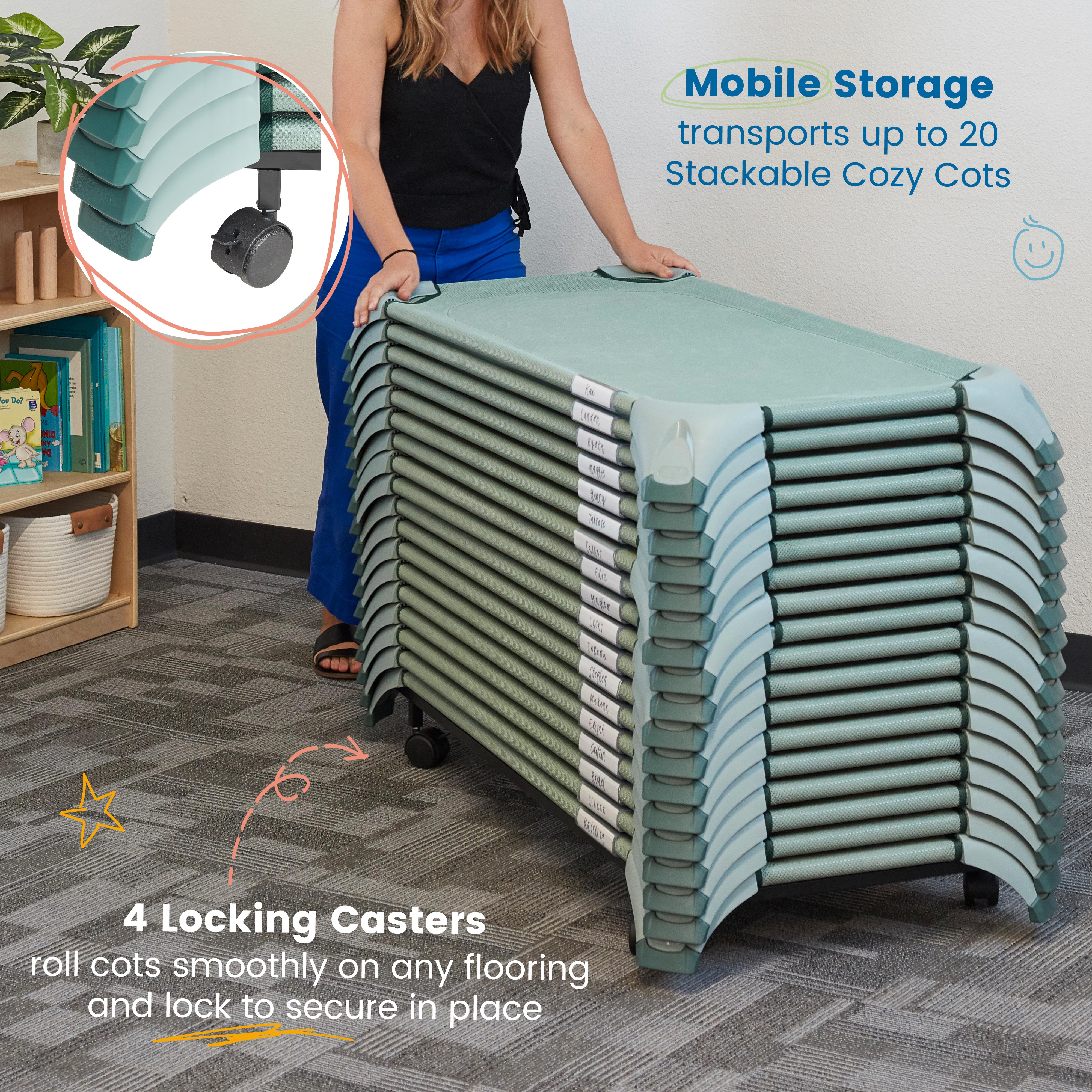 Stackable Cozy Cots with Storage Trolley, 6-Pack