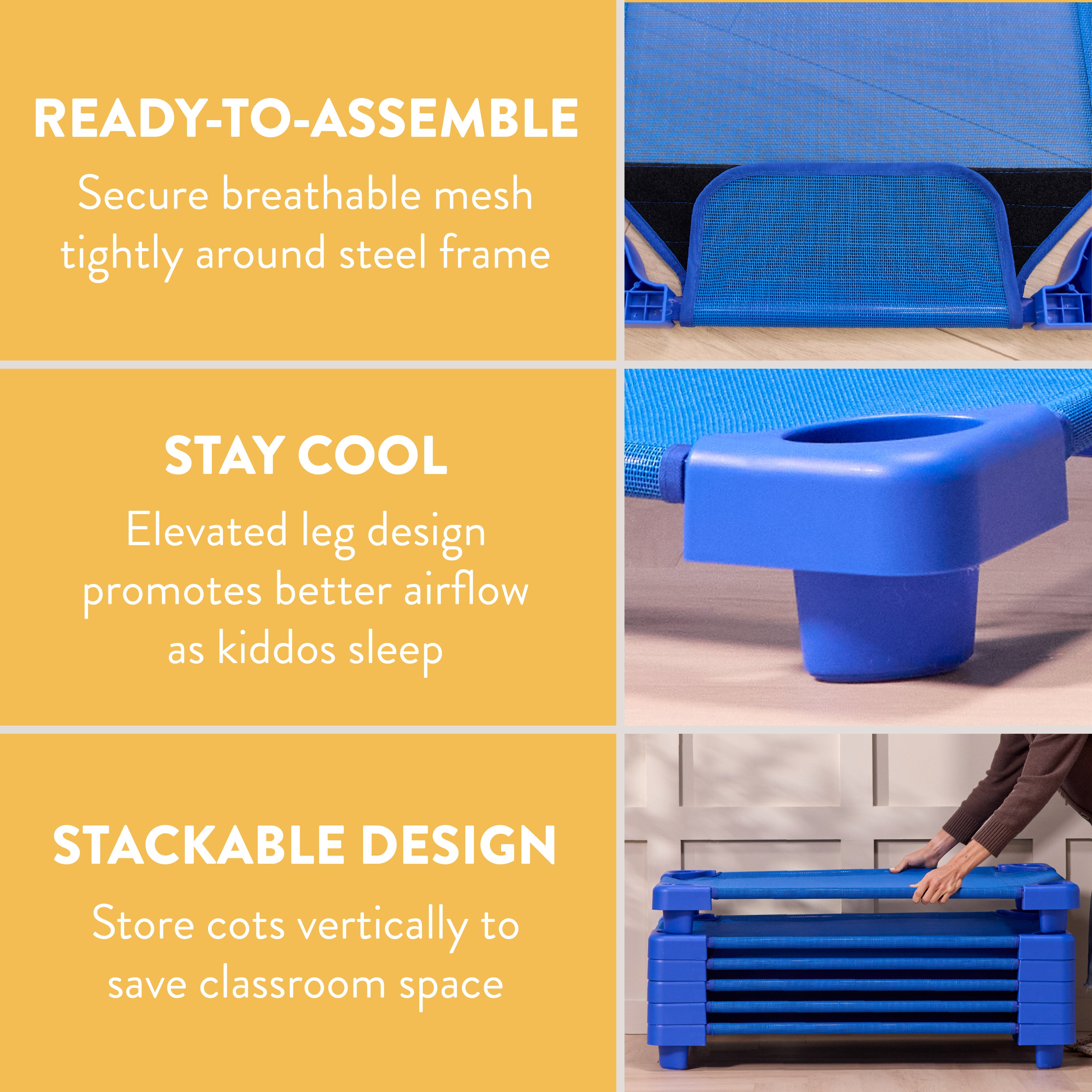 Sleepline Stackable Toddler Cots, Ready-to-Assemble, 6-Pack