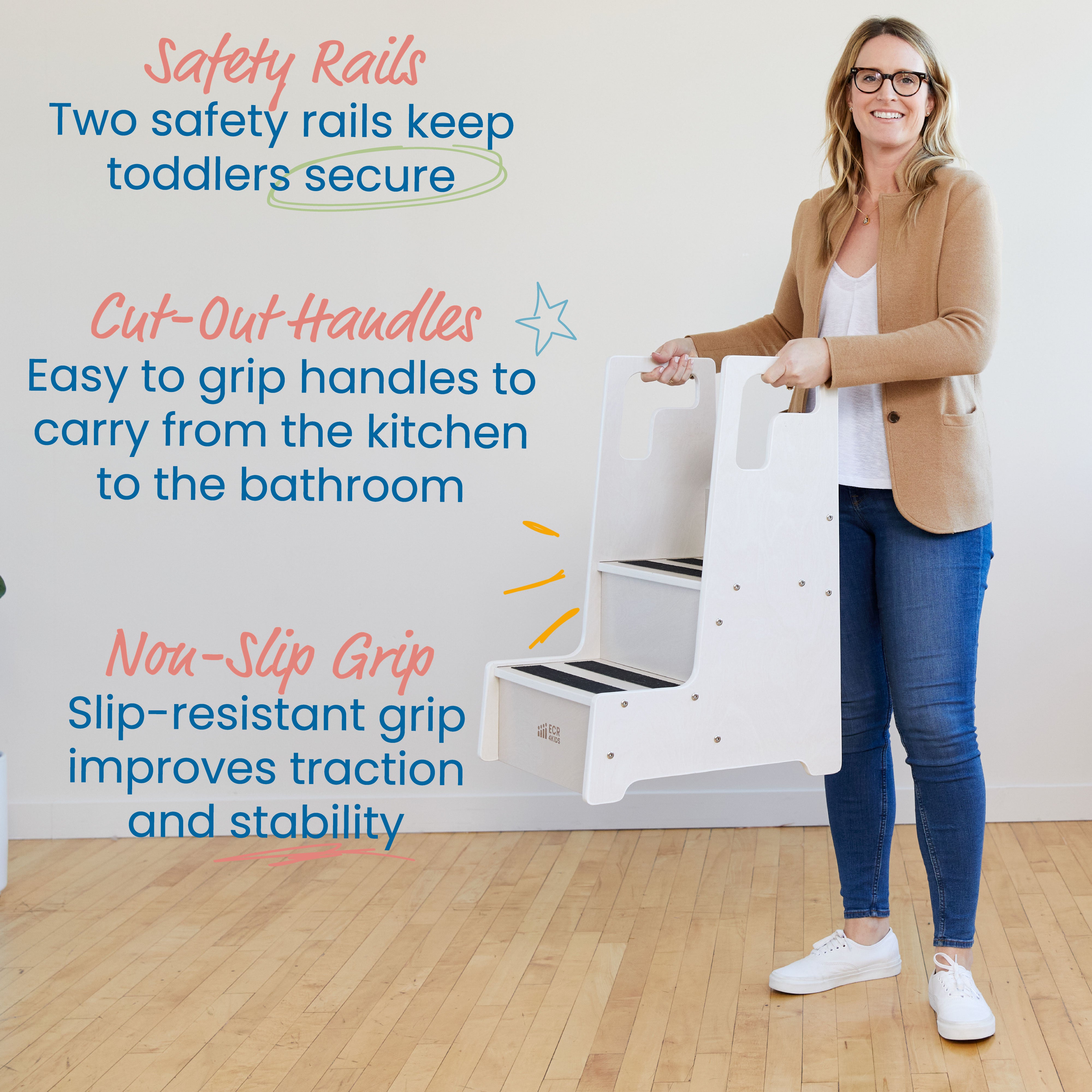 Reach-Up Step Stool with Handles