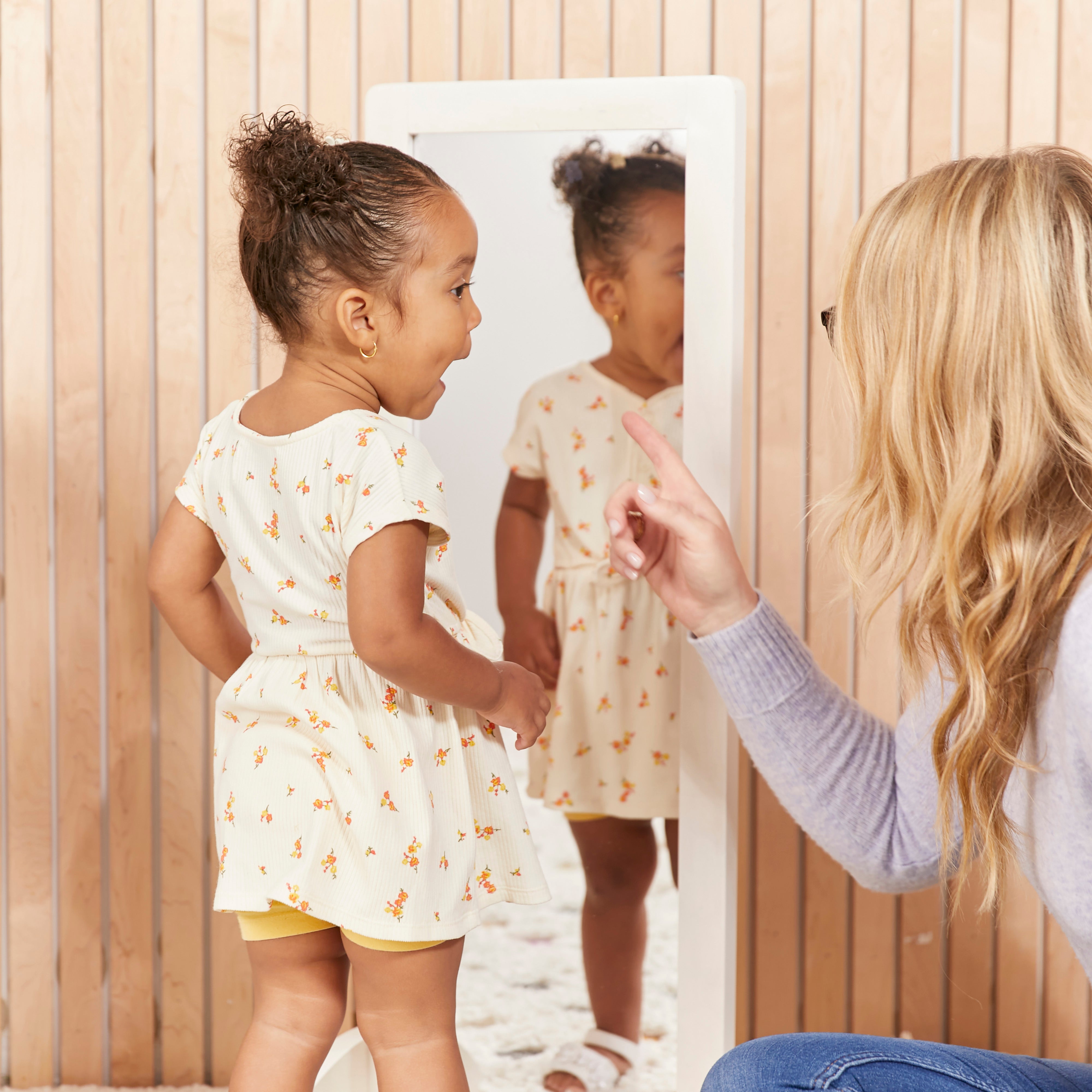 Toddler Single-Sided Bi-Directional Mirror, Wooden