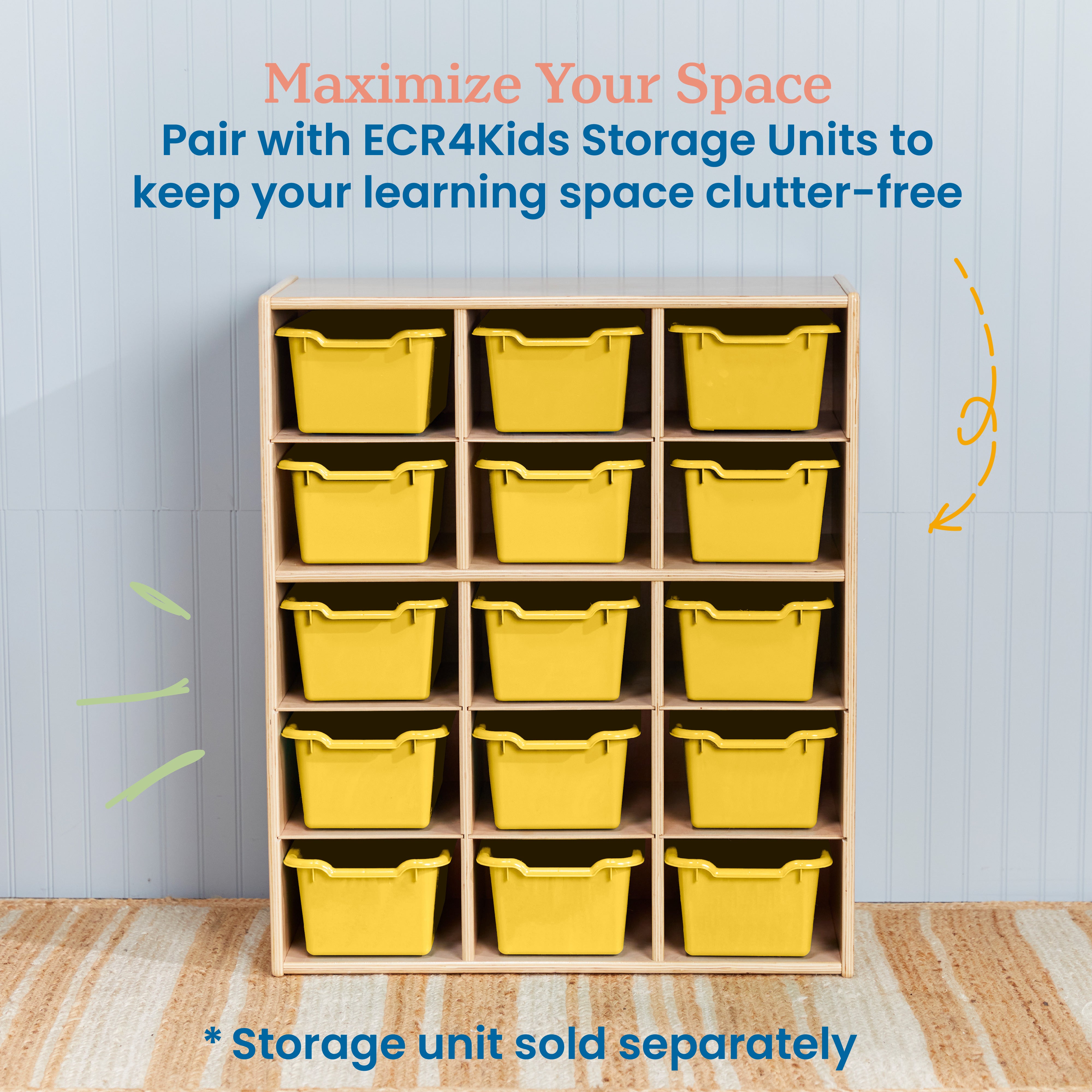 Scoop Front Storage Bin, 15-Piece