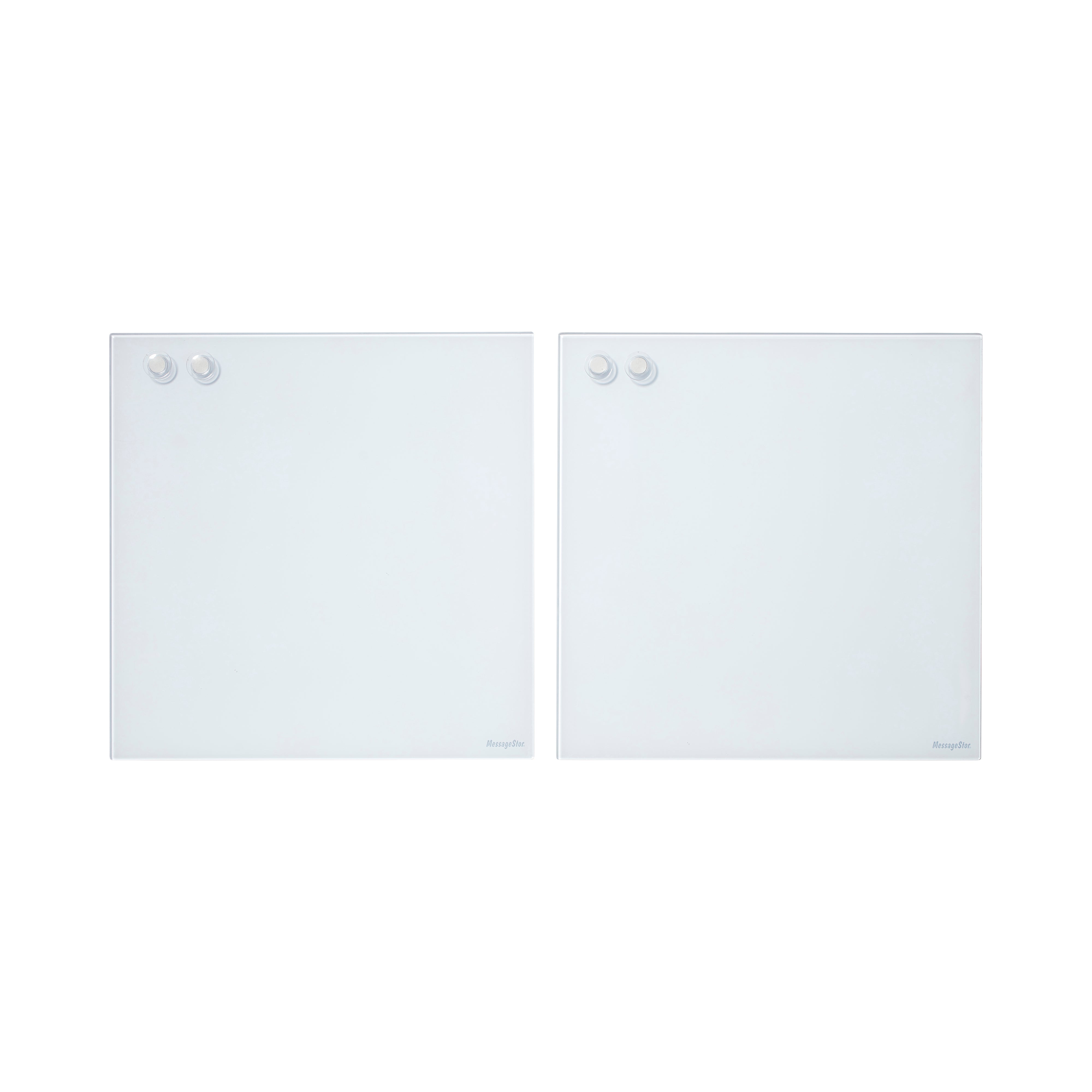 MessageStor Magnetic Dry-Erase Glass Board with Magnets, 17.5in x 17.5in, 2-Pack