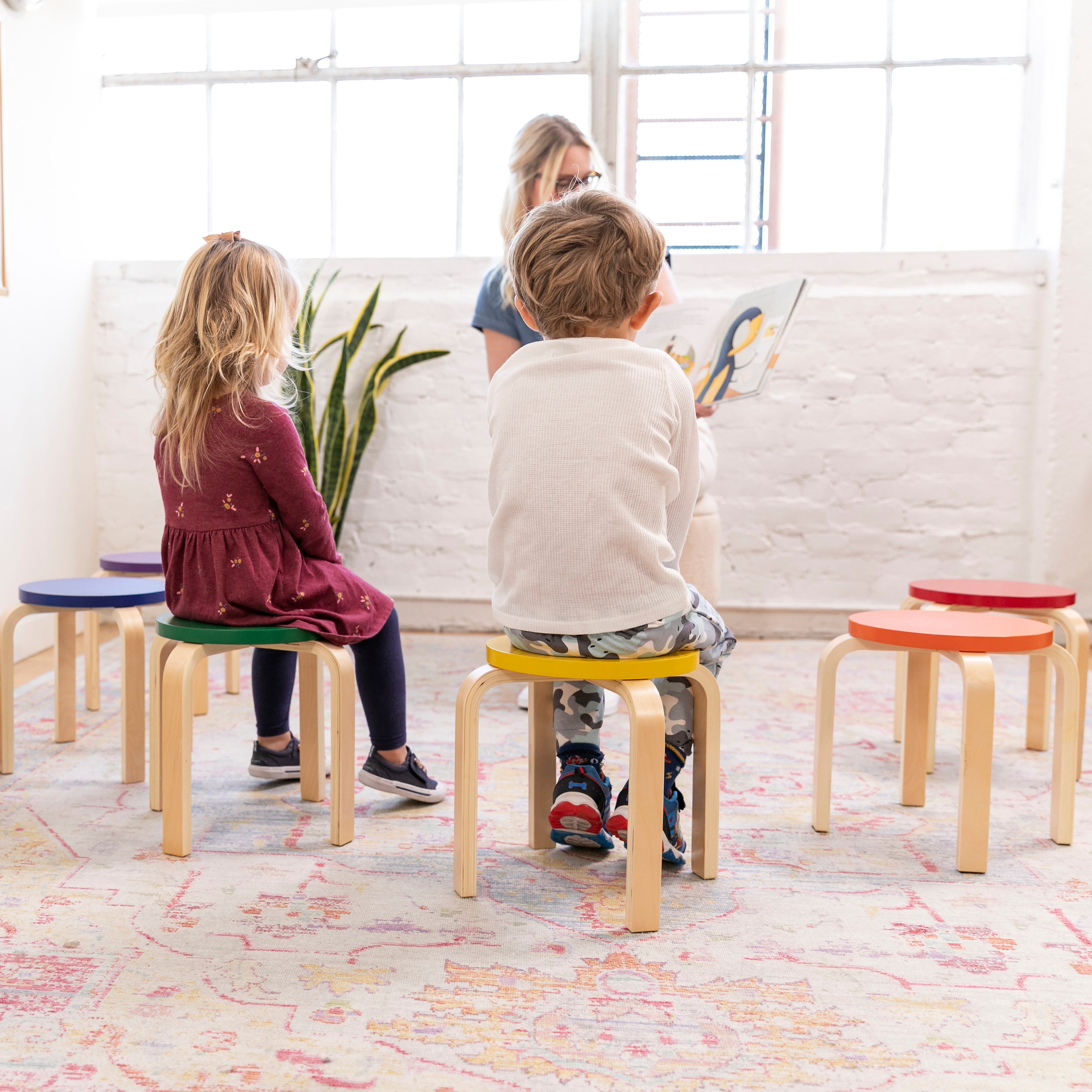 Bentwood Stackable Stools, 6-Piece