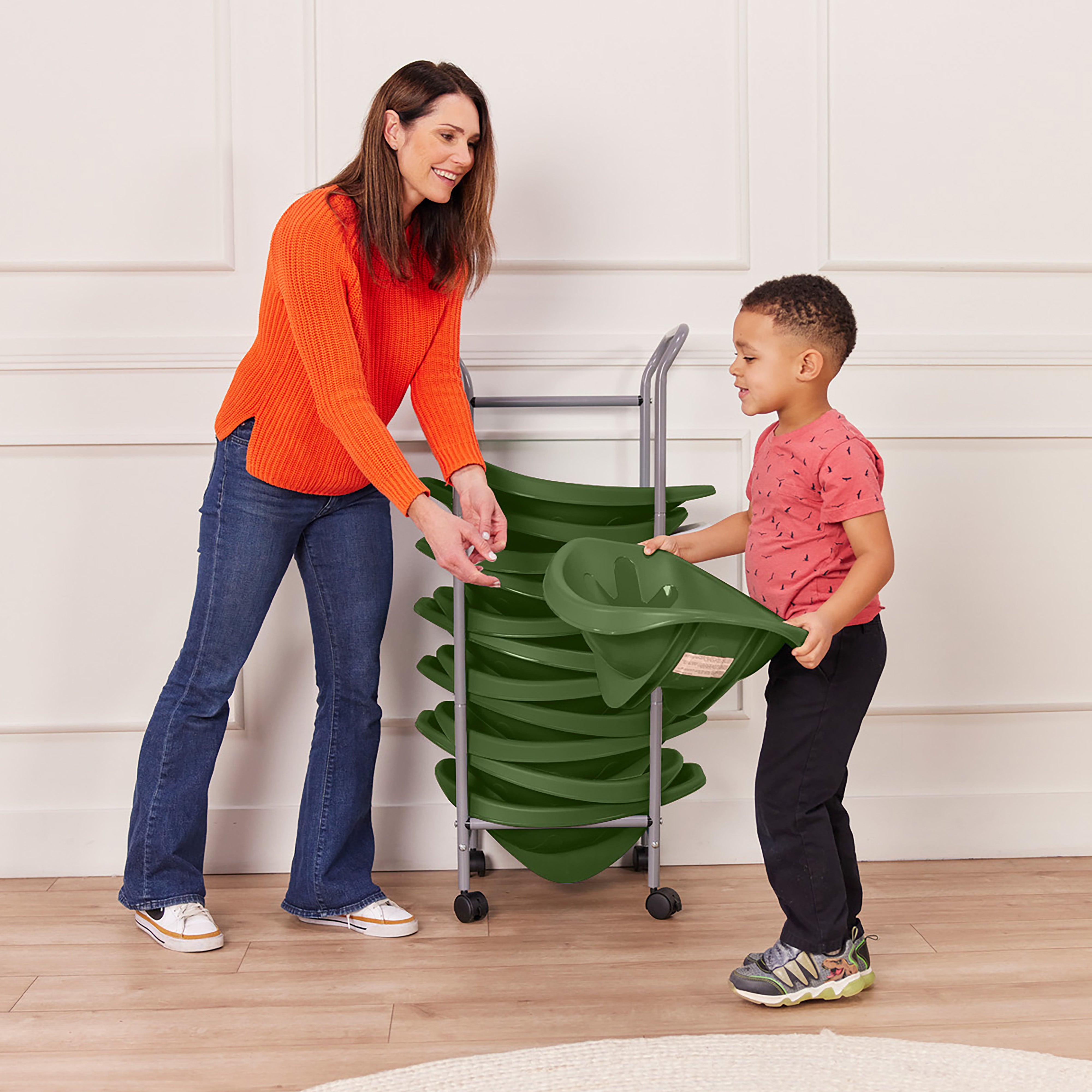 Leaf Floor Seats with Mobile Leaf Seat Cart, 12-Piece