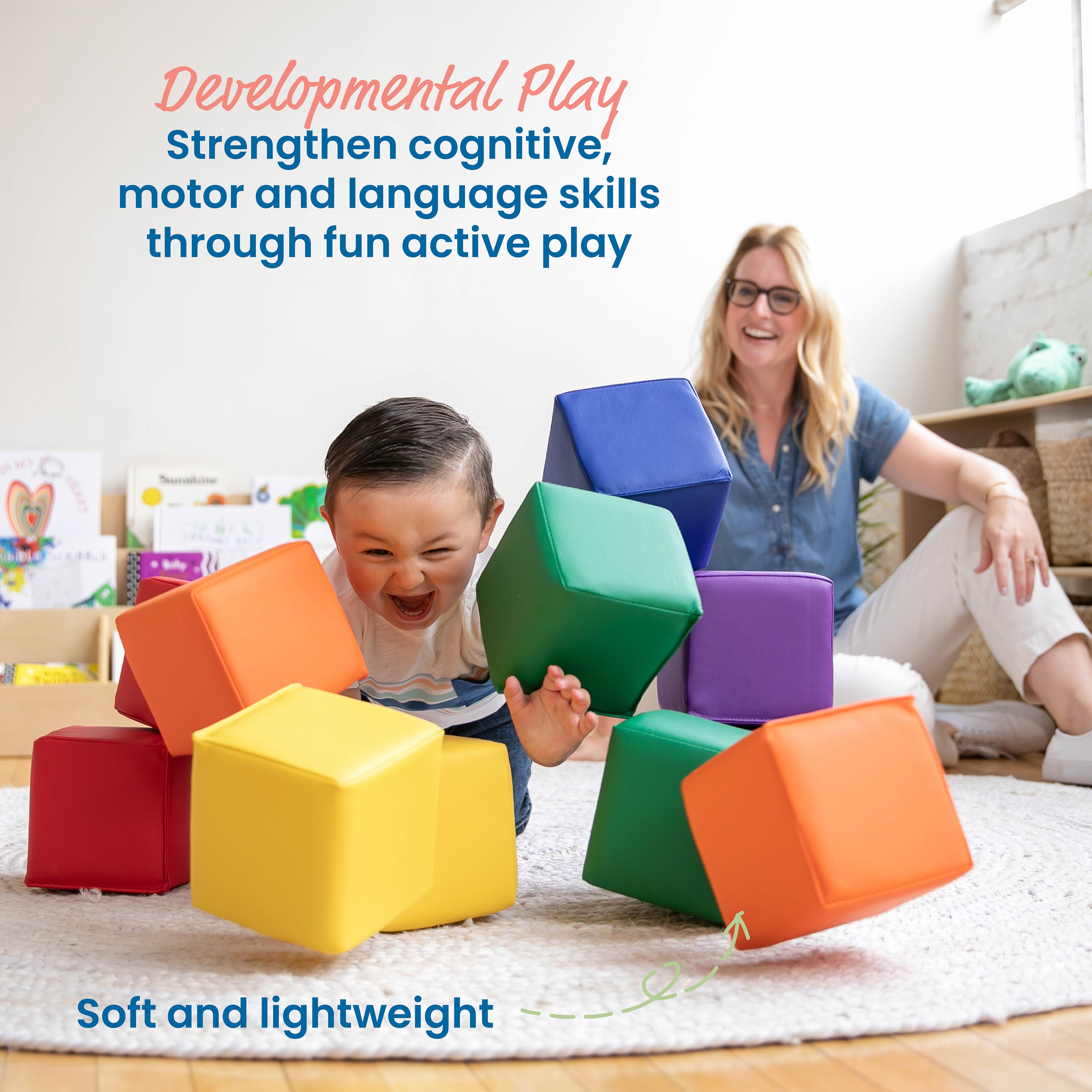 SoftZone Patchwork Toddler Blocks, 12-Piece
