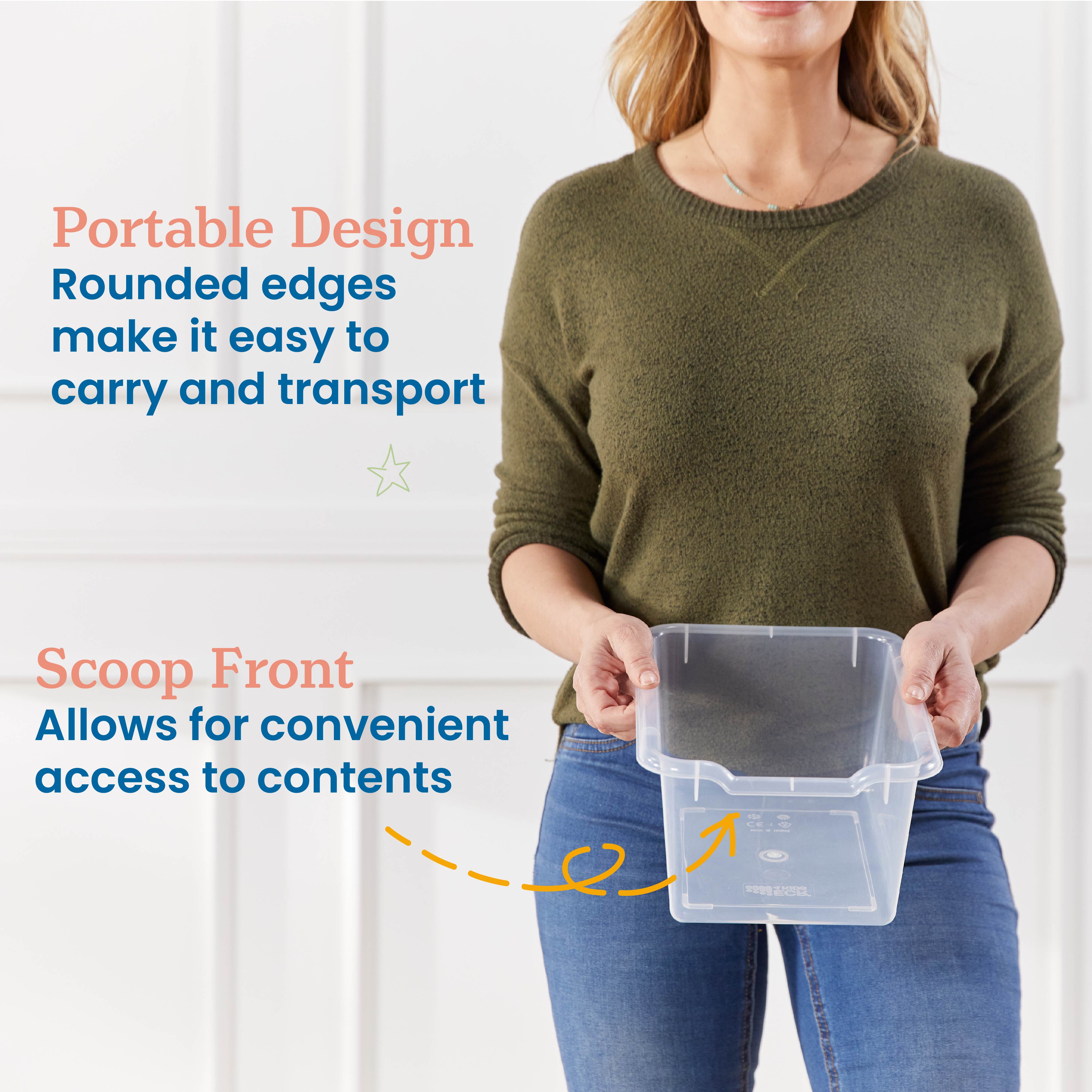 Scoop Front Storage Bins, Multipurpose Organization, 5-Pack