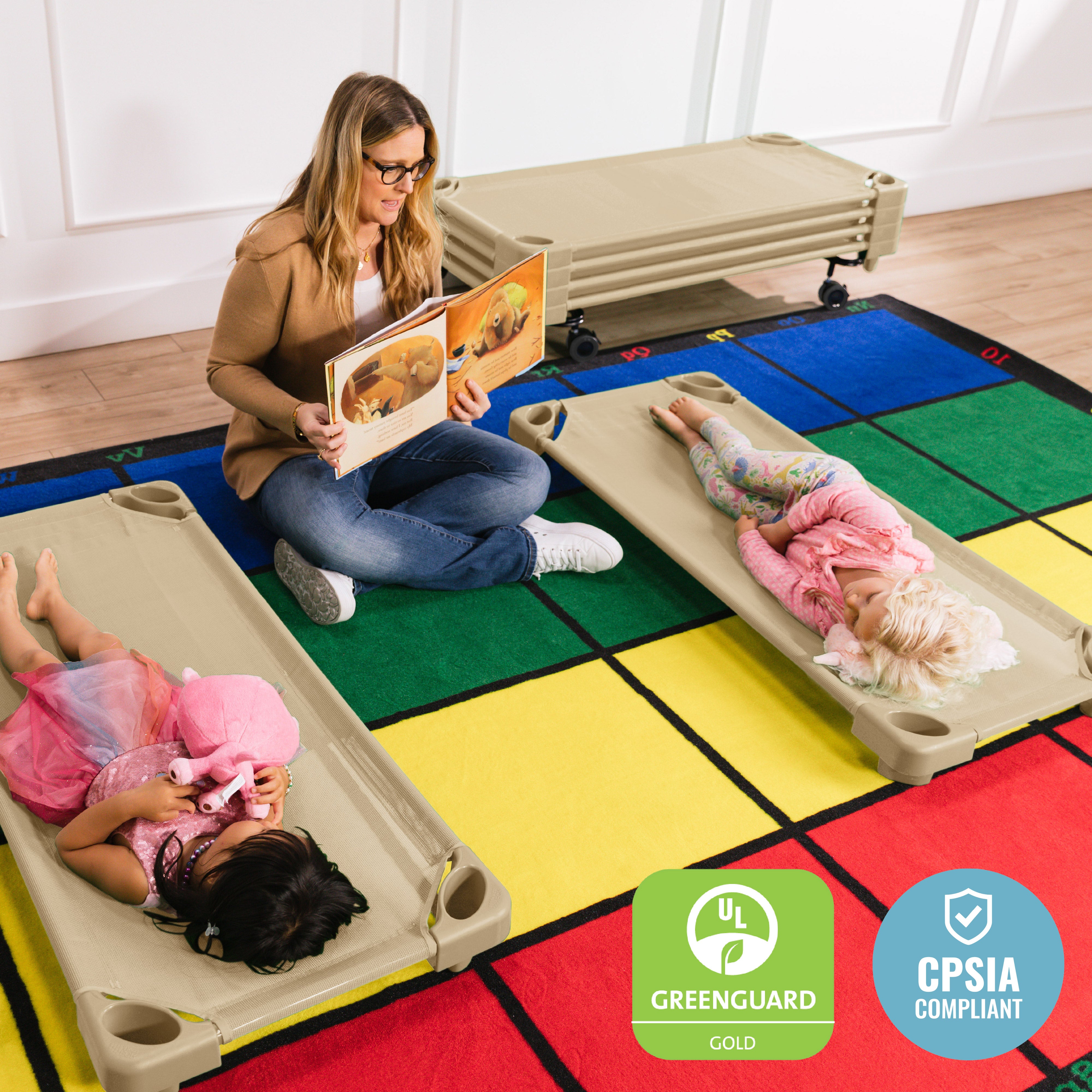 Stackable Kiddie Cots with Trolley, RTA, Standard, 6-Pack