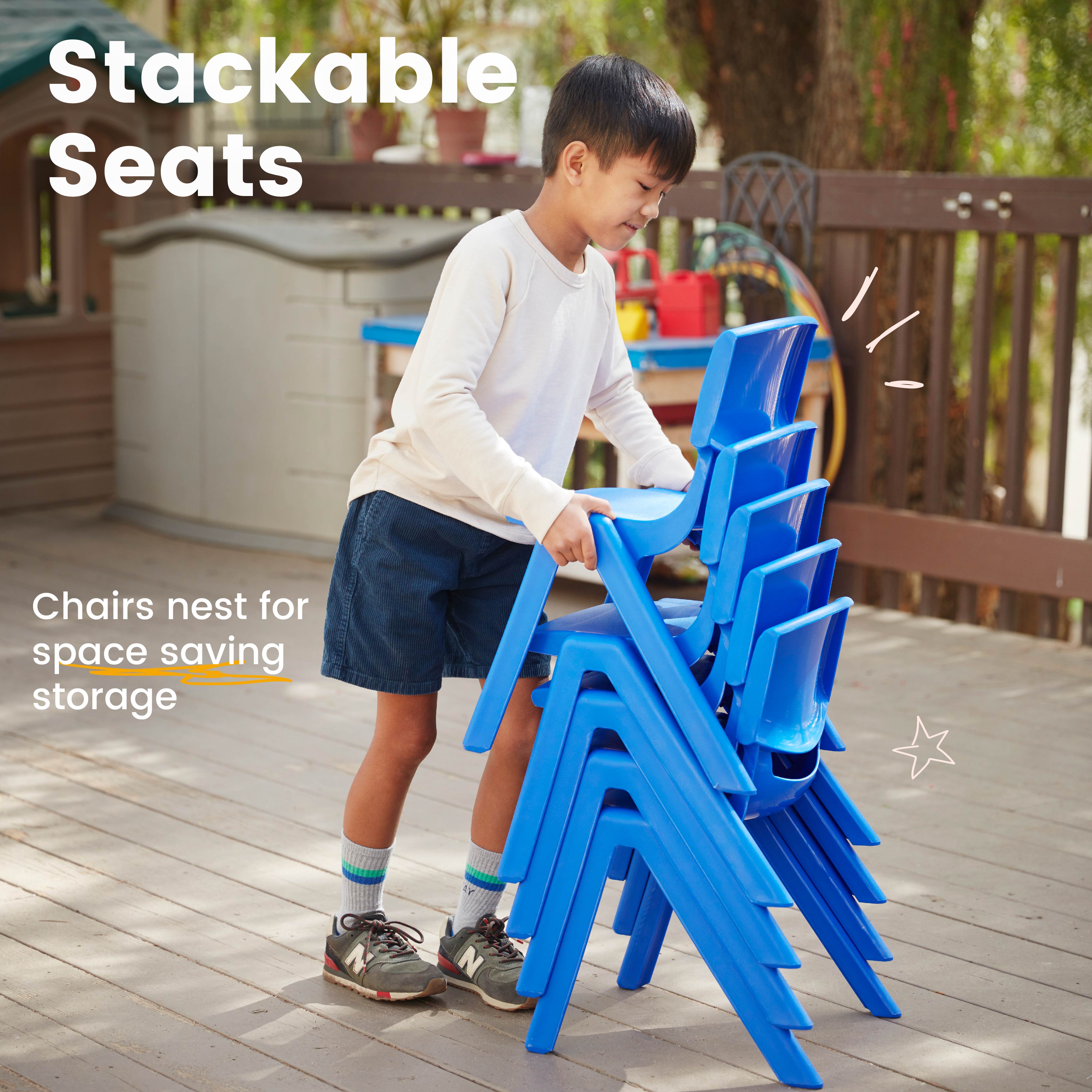 12in Plastic School Stack Chair, 10-Piece