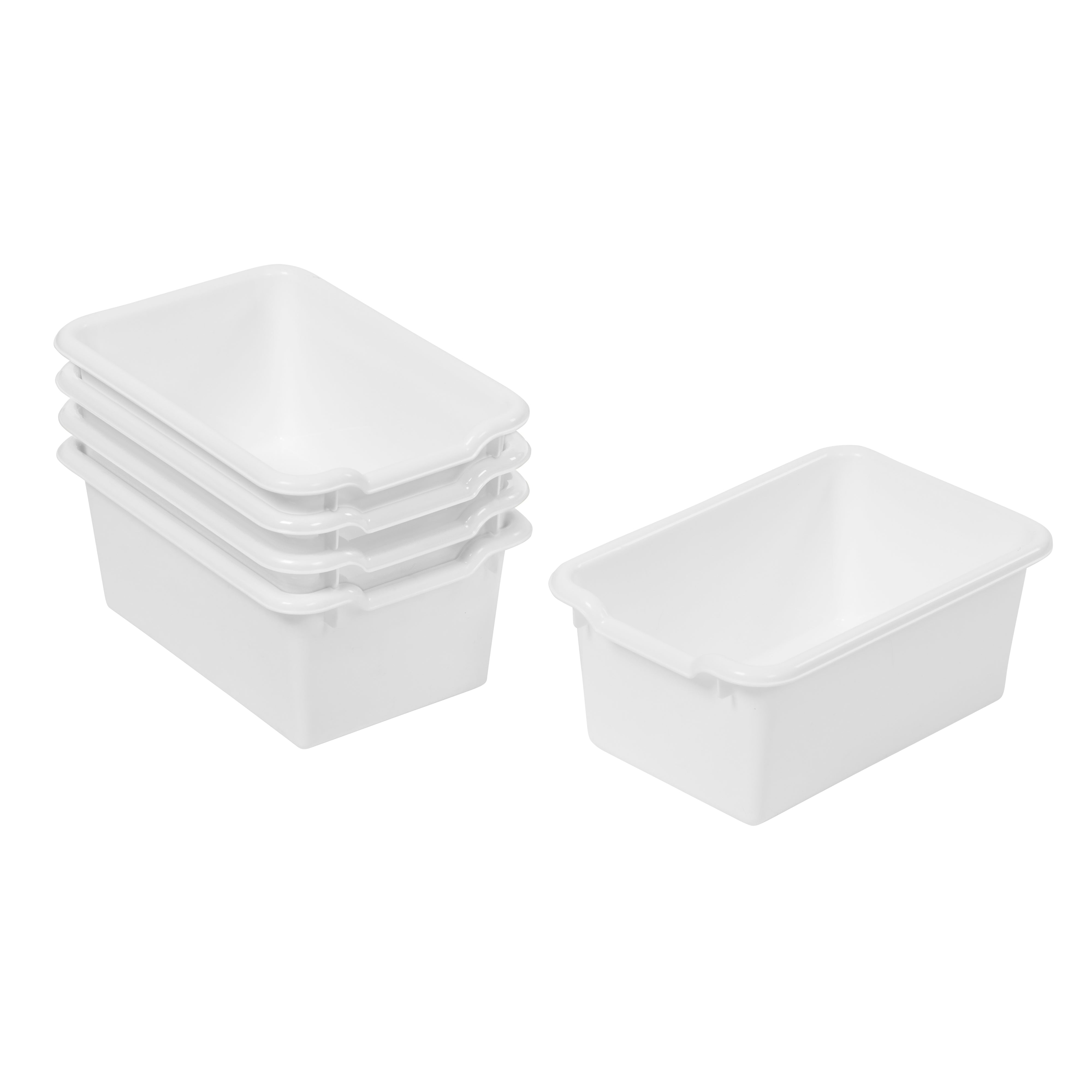 Scoop Front Plastic Storage Bins, 5-Piece