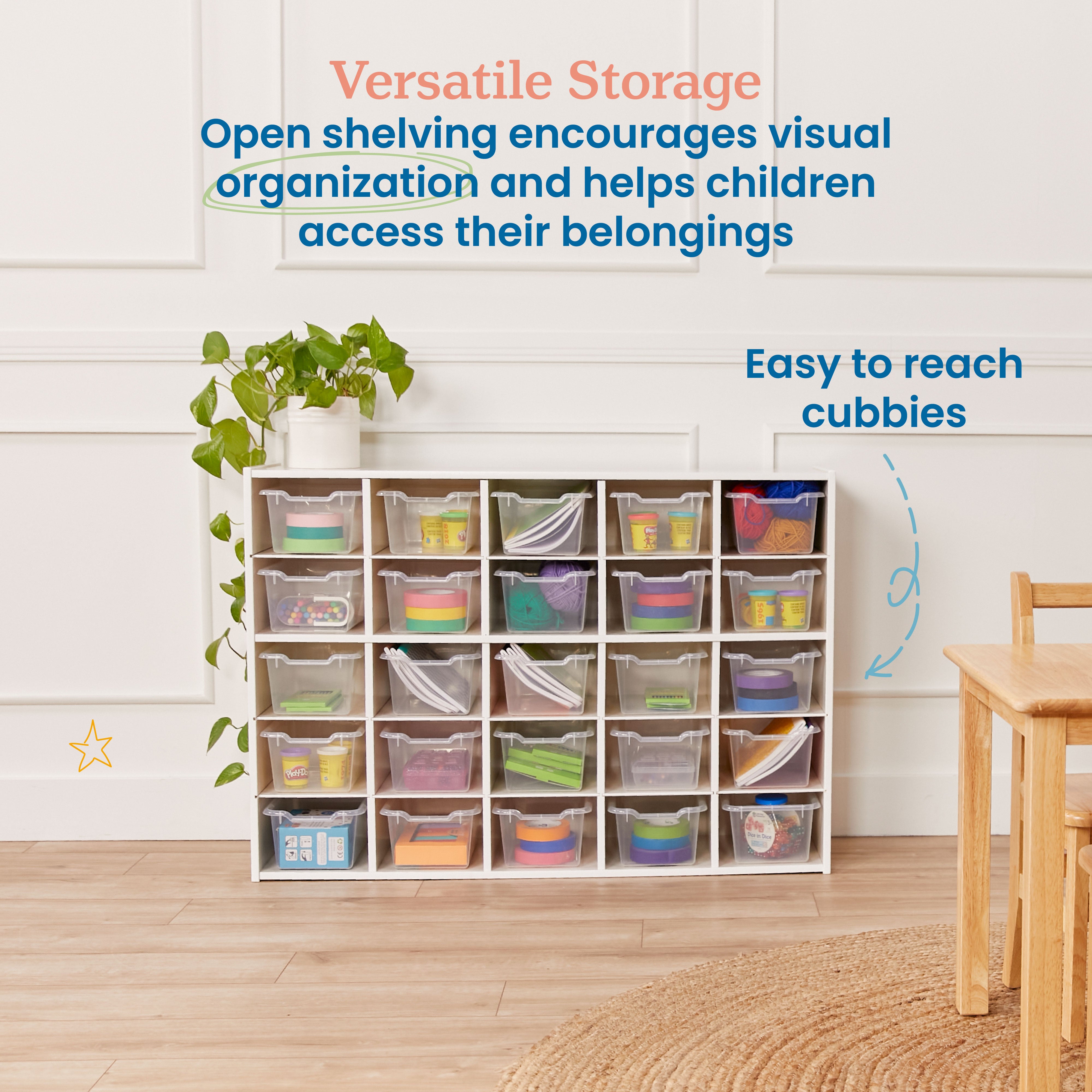Streamline 25 Cubby Tray Cabinet and 25 Scoop Front Bins, 5x5