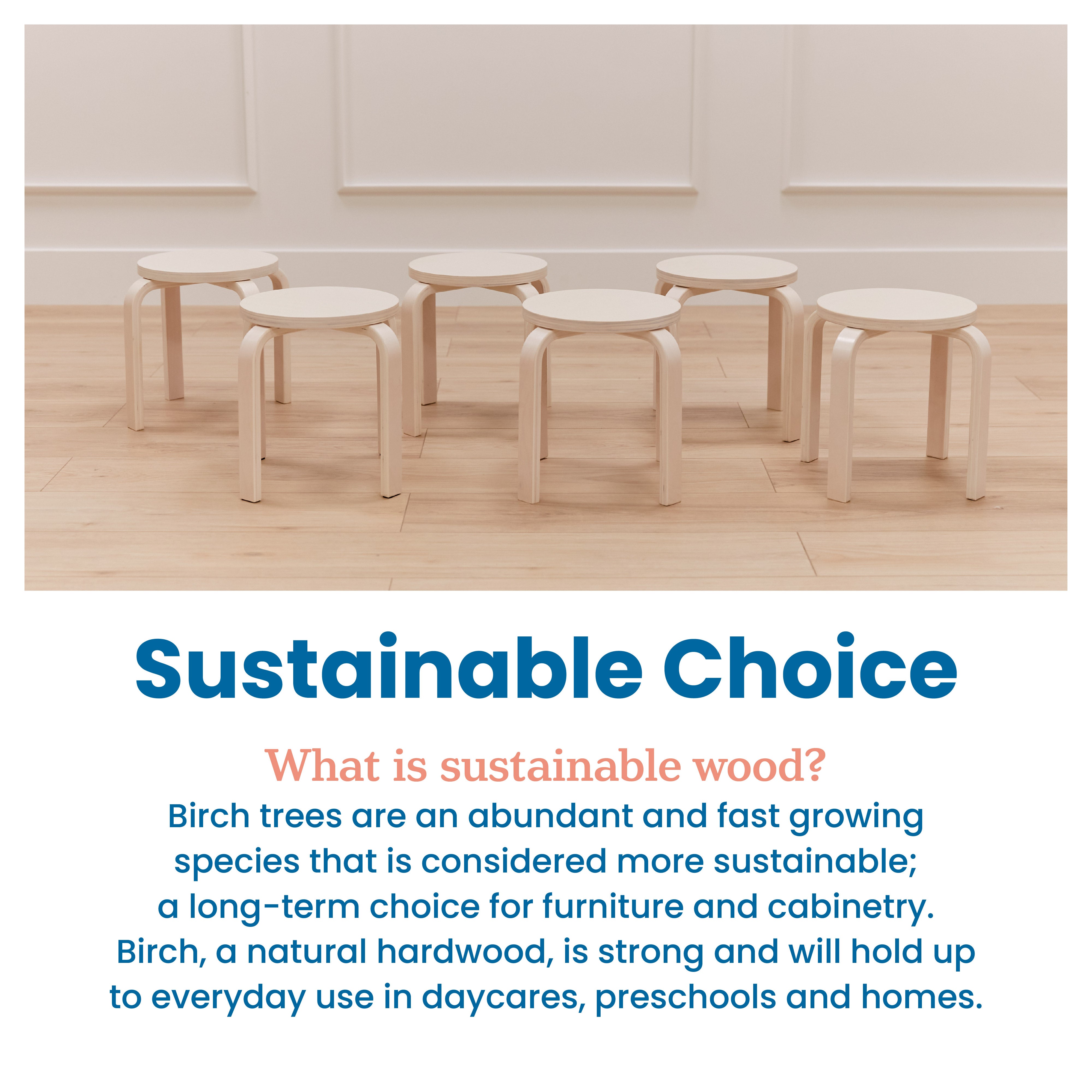 Bentwood Stackable Stools, 6-Piece