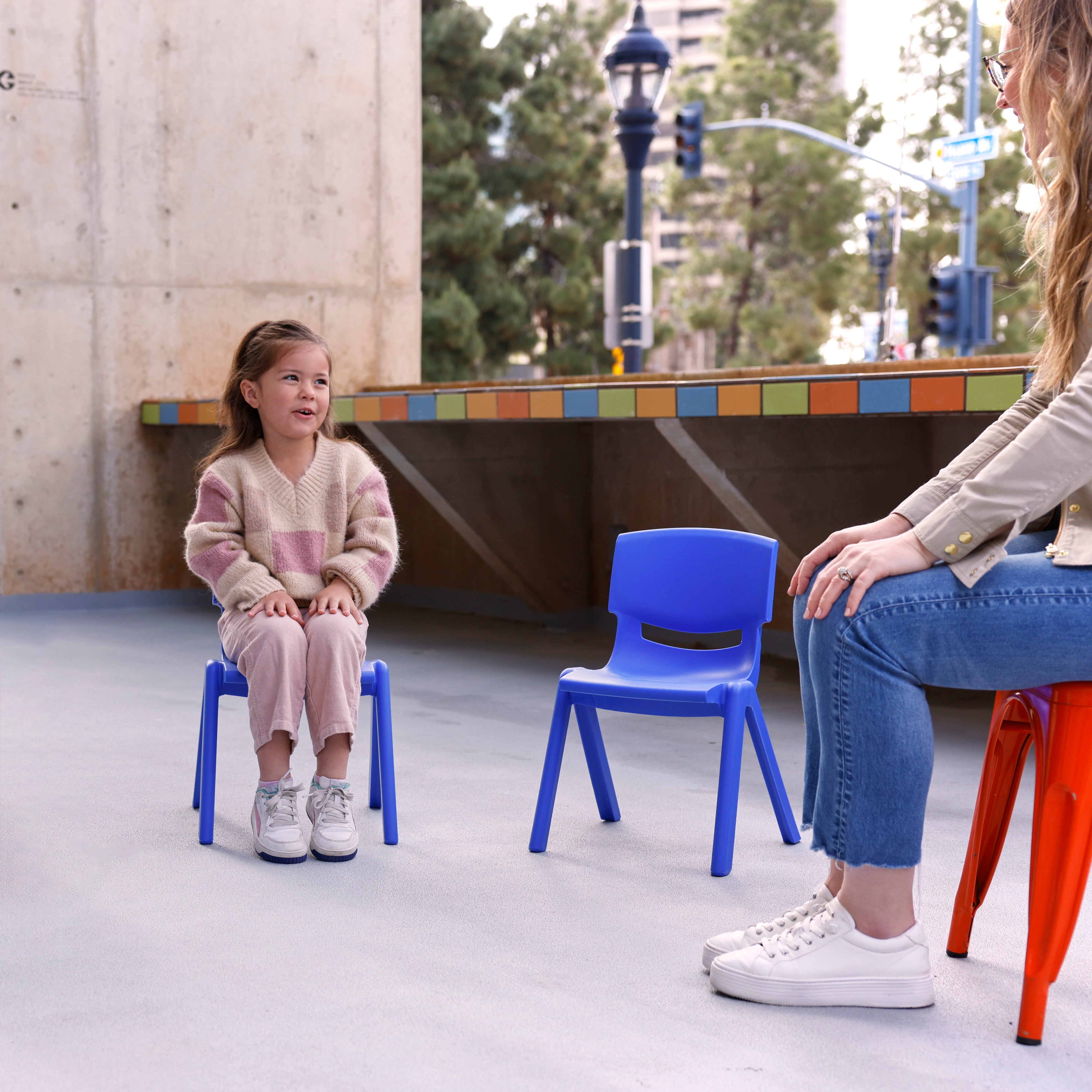 Plastic School Stack Chair for Indoors and Outdoors, Flexible Seating, 12in Seat Height, 4-Pack