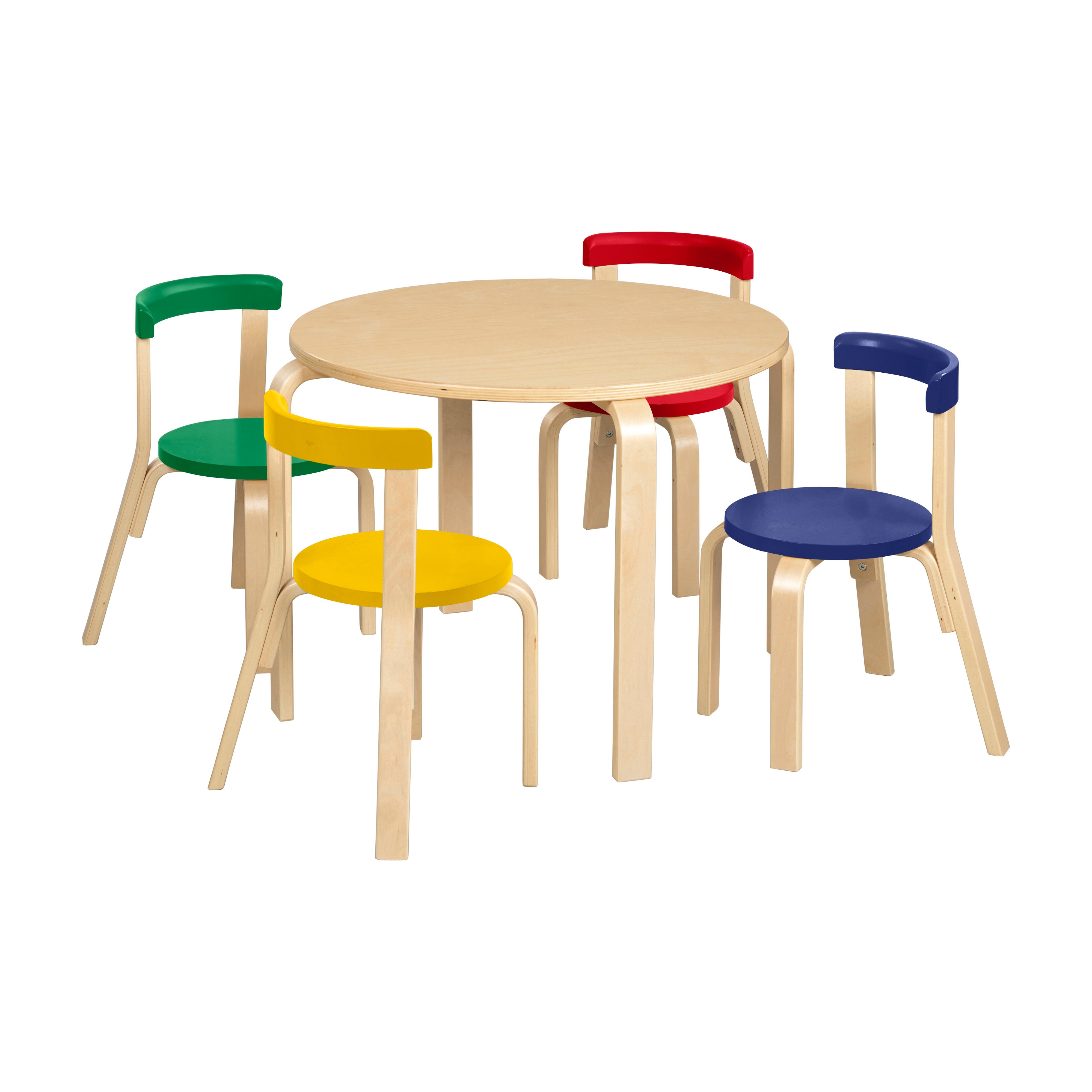 Bentwood Table and Curved Back Chair Set, 5-Piece