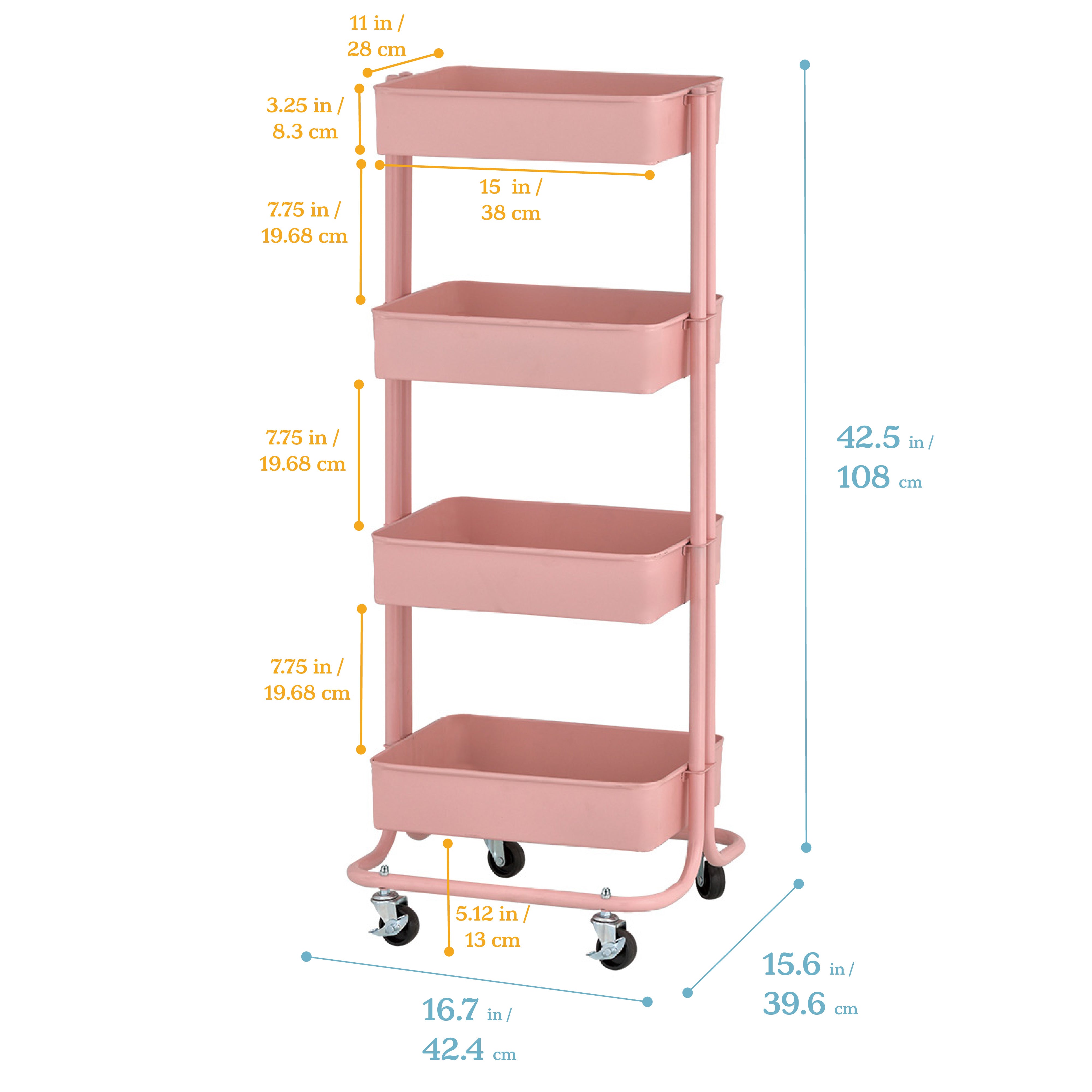 4-Tier Metal Rolling Utility Cart