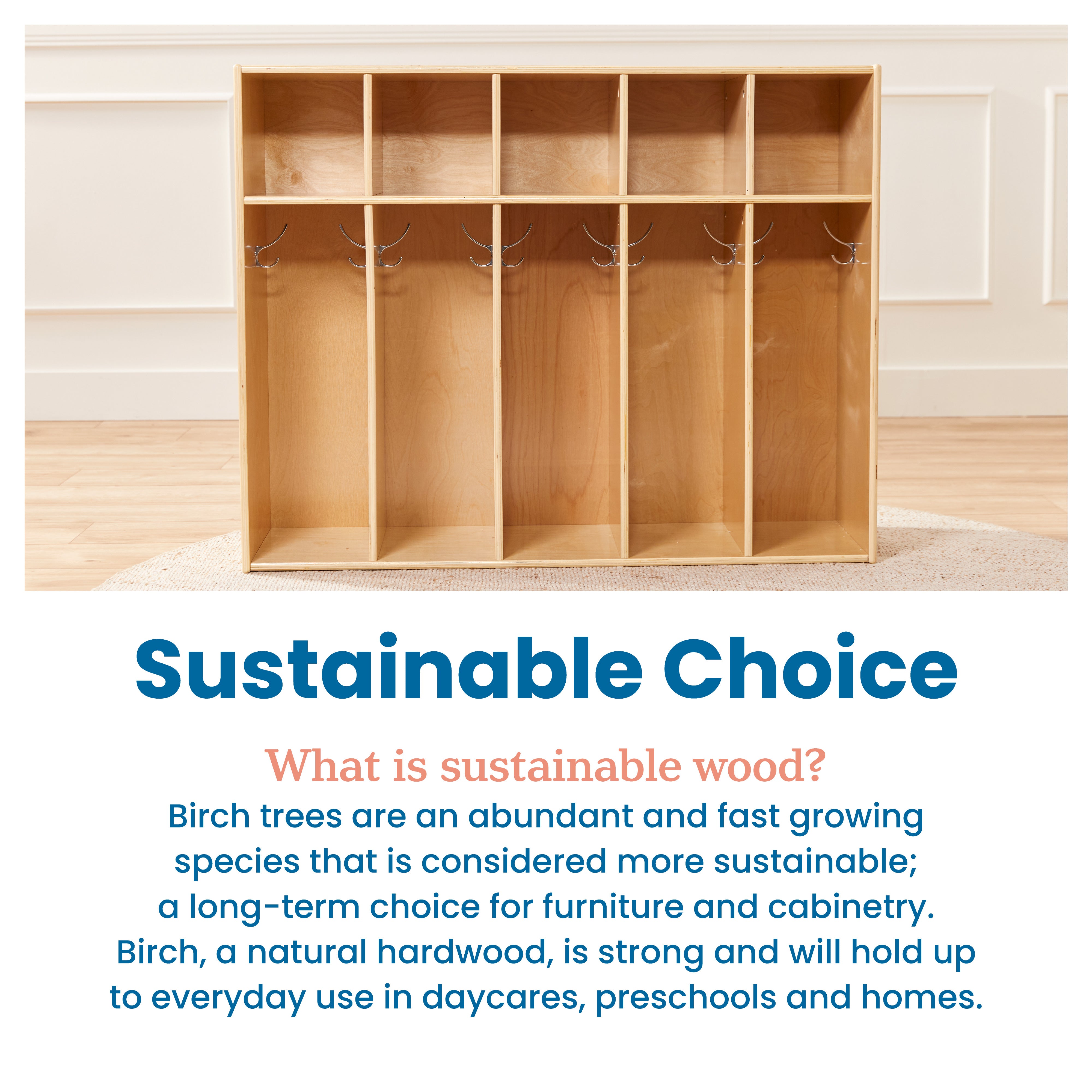 Streamline 5-Section Toddler Coat Locker and 5 Scoop Front Bins