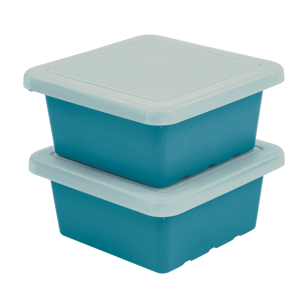 Stackable Square Bins with Non-Snap Lids, 2-Pack