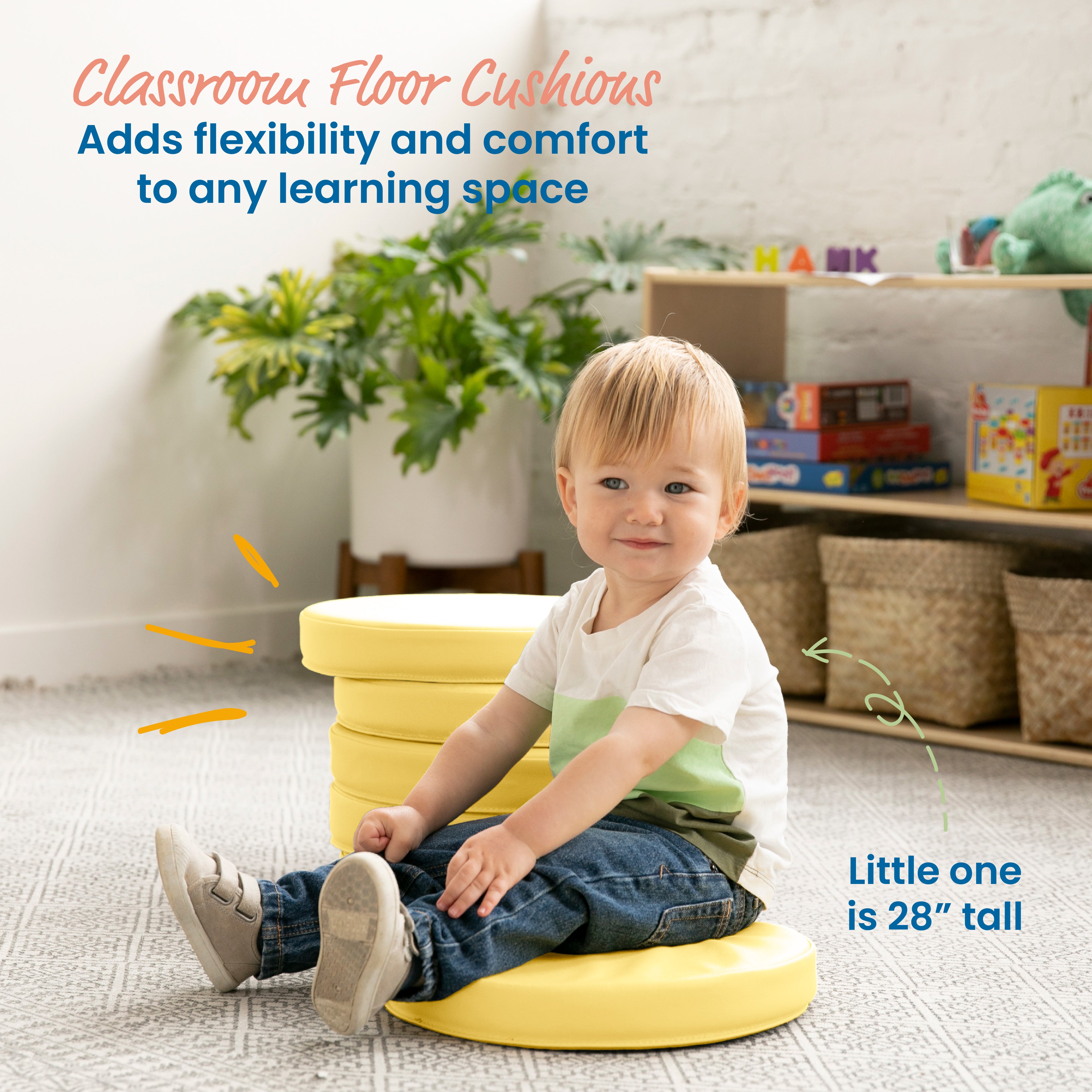 Floor Cushions, Round, 6-Piece