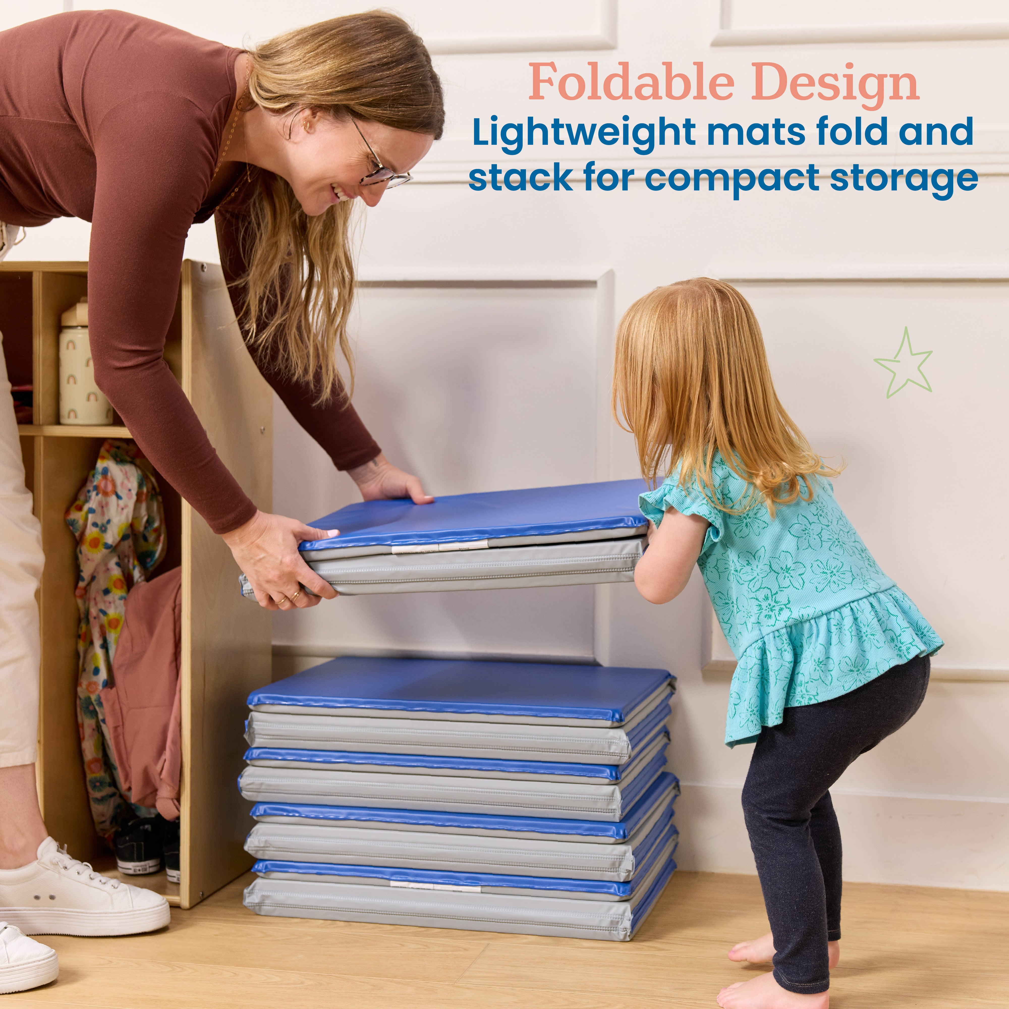 Everyday Folding Rest Mat, 3-Section, 1in, 5-Pack