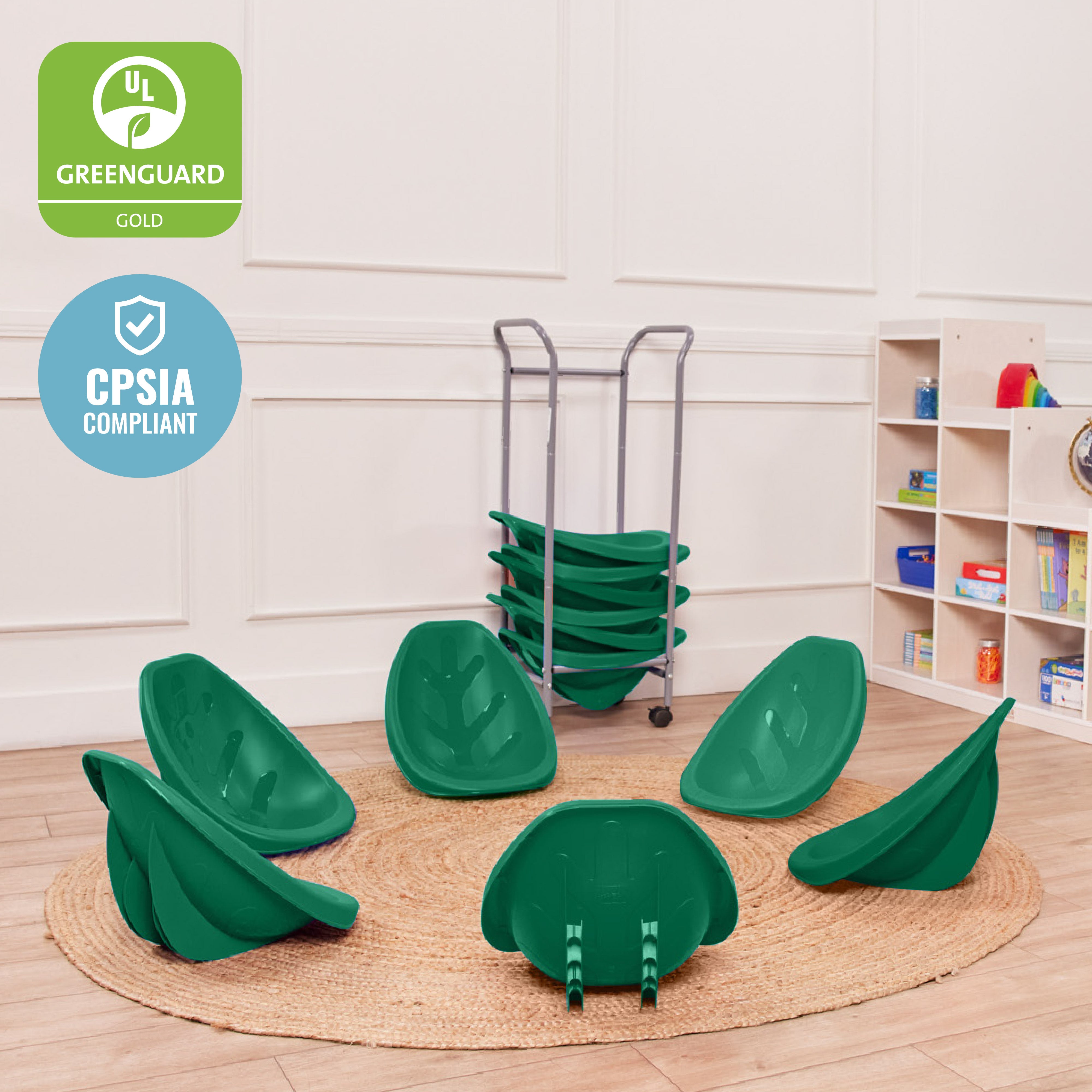Mobile Leaf Seat Cart with 12 Leaf Floor Seats, Flexible Seating